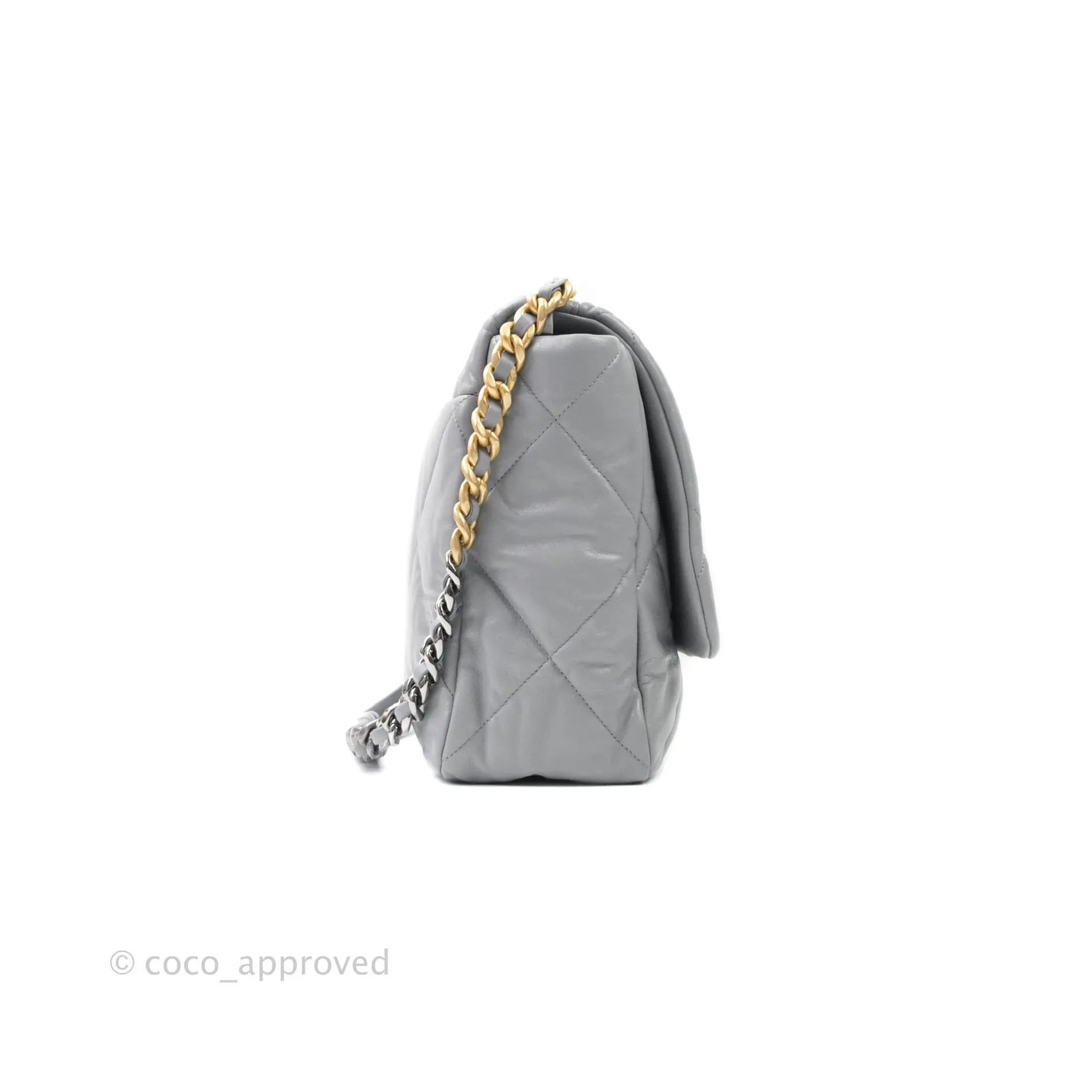 Chanel 19 Large Grey Goatskin Mixed Hardware