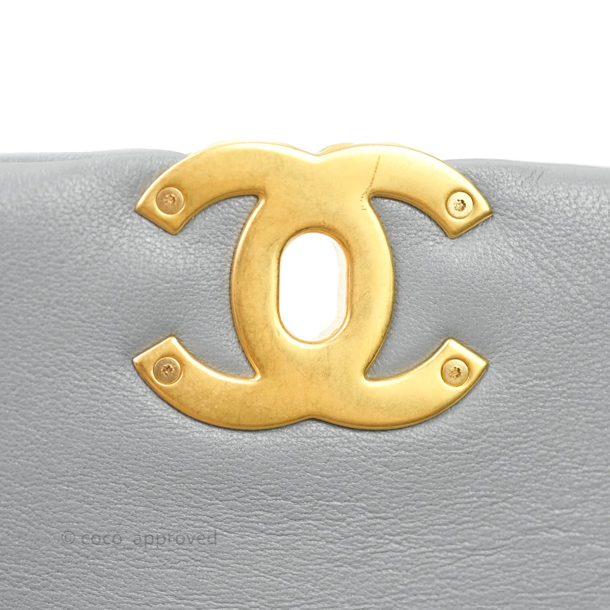 Chanel 19 Large Grey Goatskin Mixed Hardware
