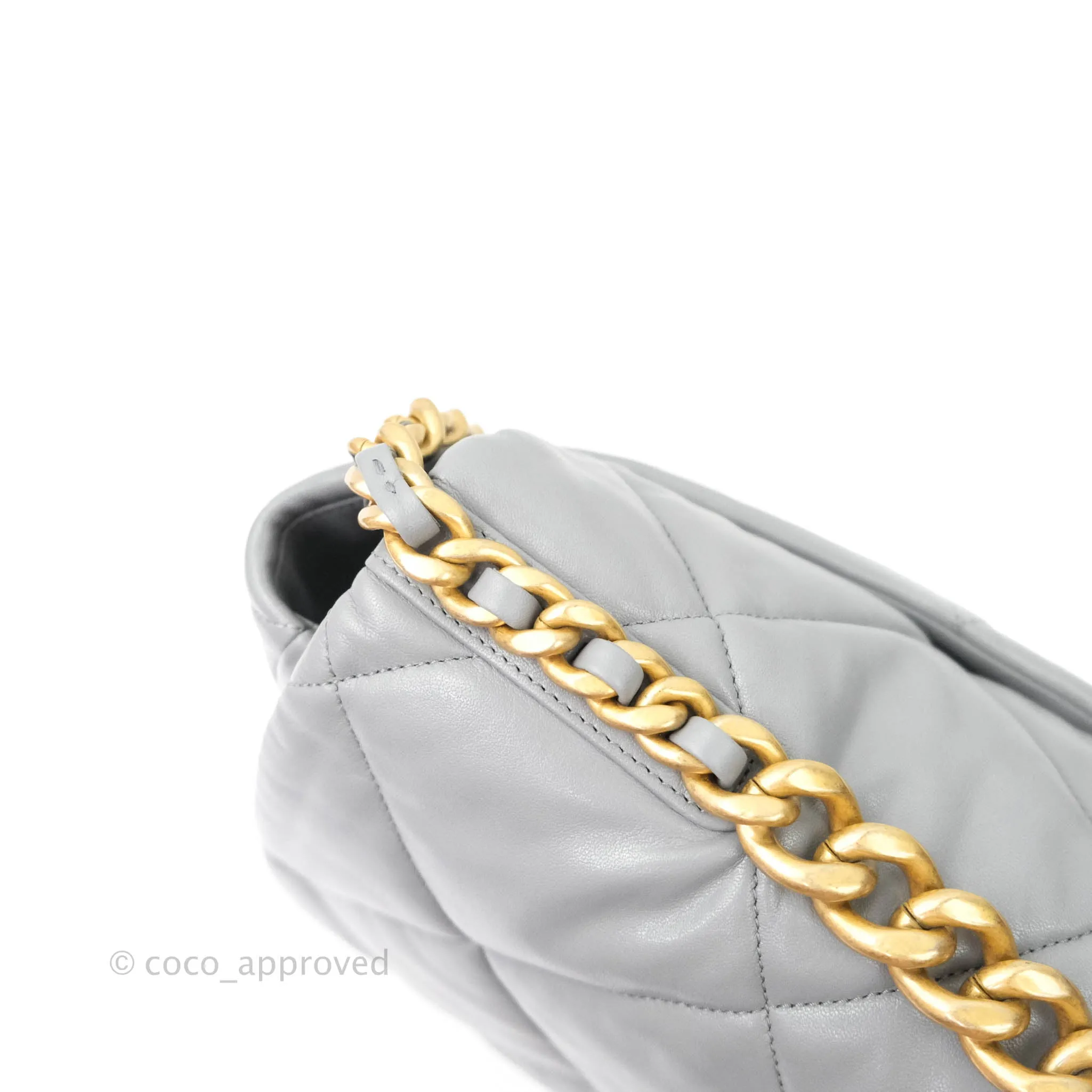 Chanel 19 Large Grey Goatskin Mixed Hardware