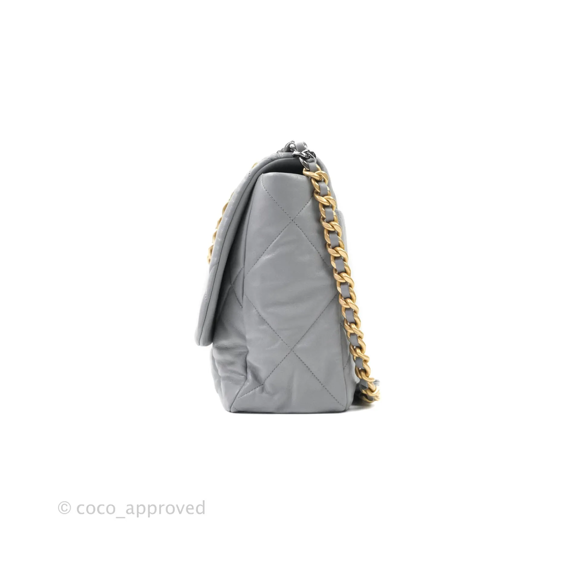 Chanel 19 Large Grey Goatskin Mixed Hardware