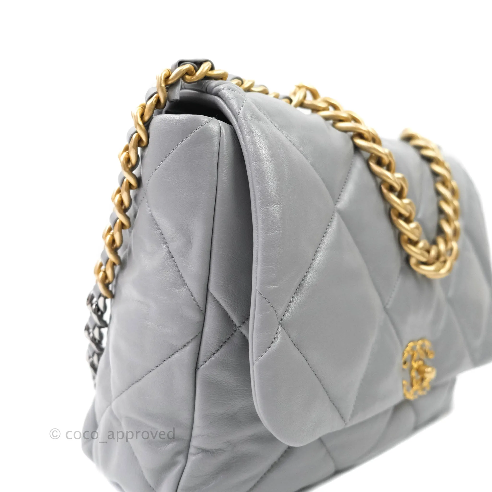 Chanel 19 Large Grey Goatskin Mixed Hardware