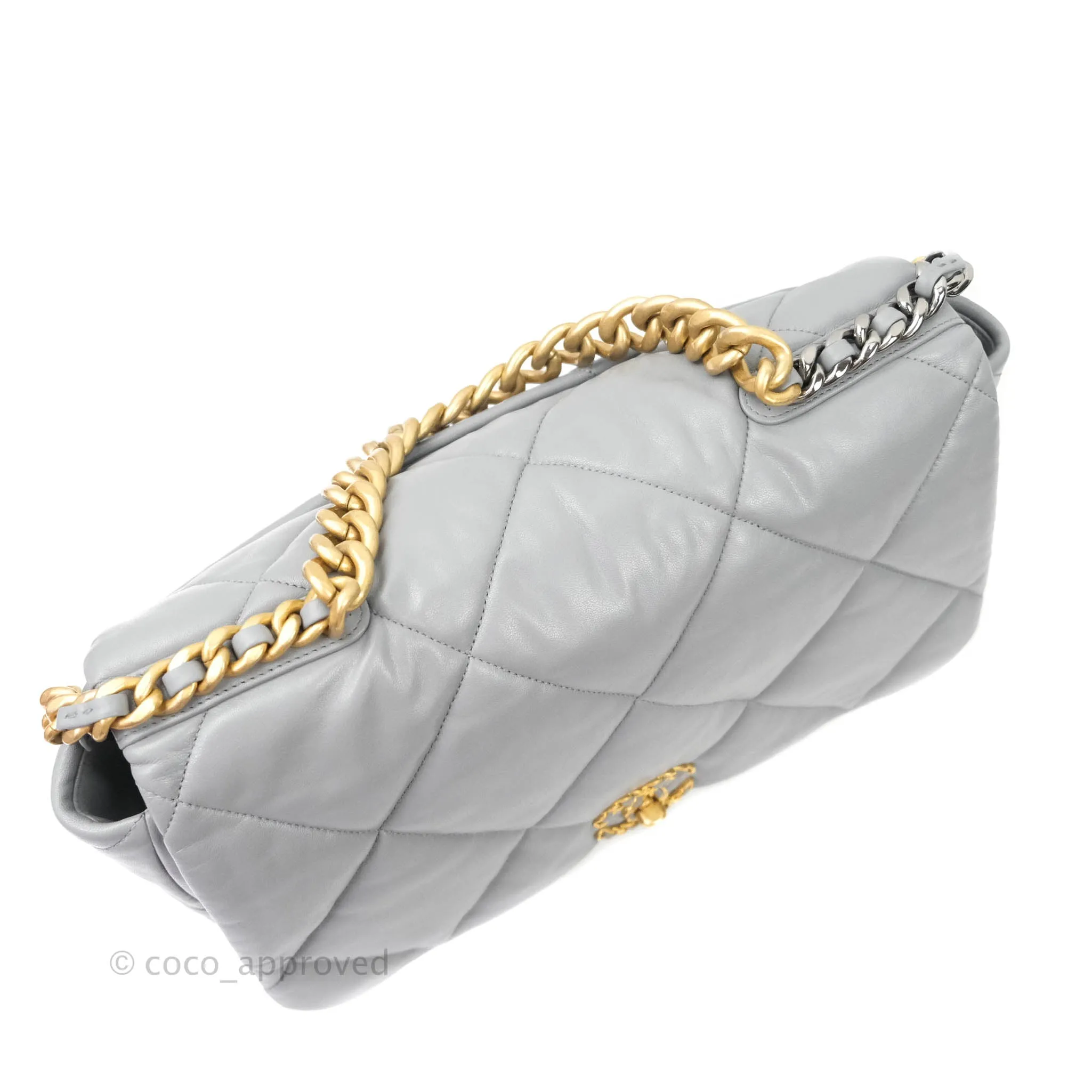 Chanel 19 Large Grey Goatskin Mixed Hardware
