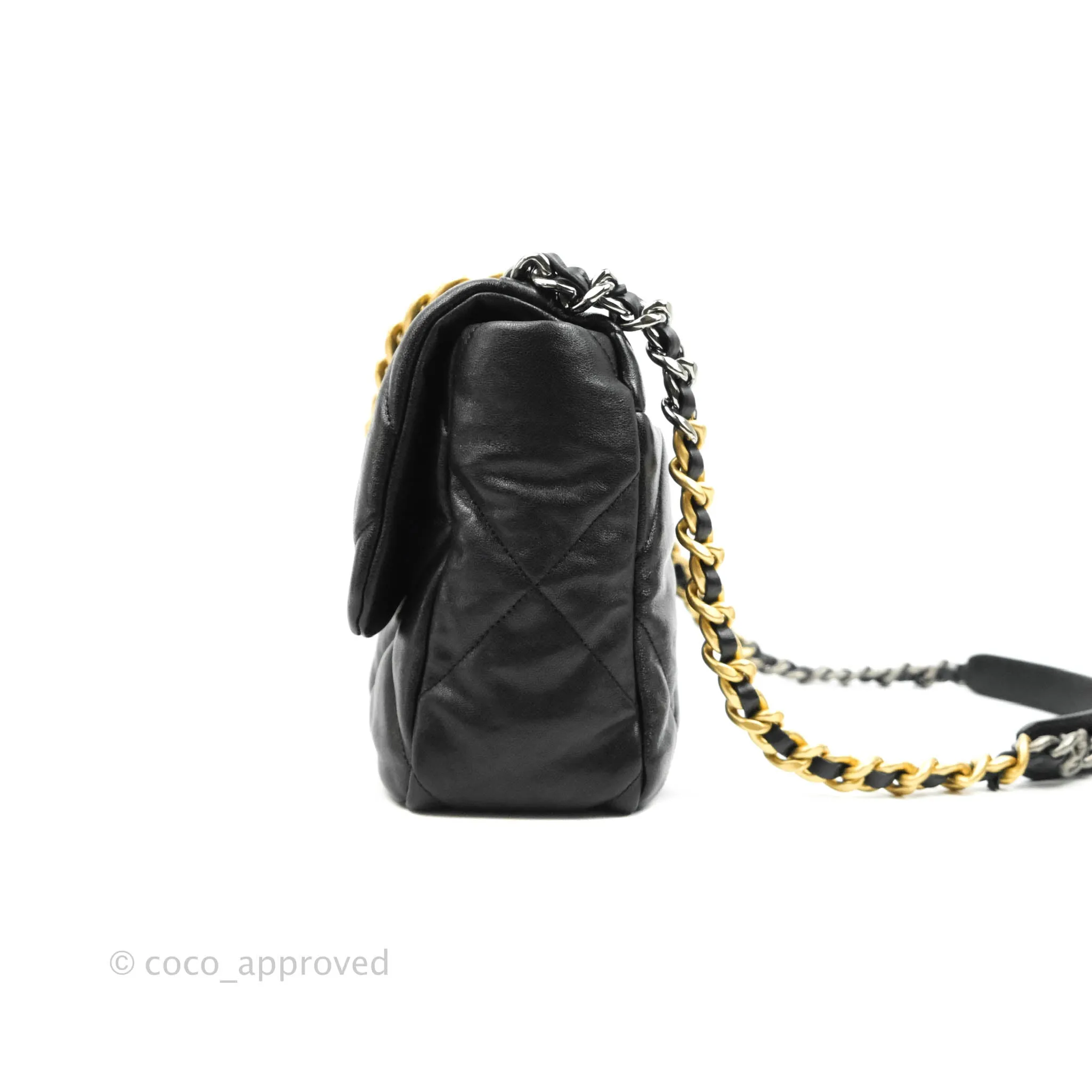 Chanel 19 Medium Black Goatskin Mixed Hardware