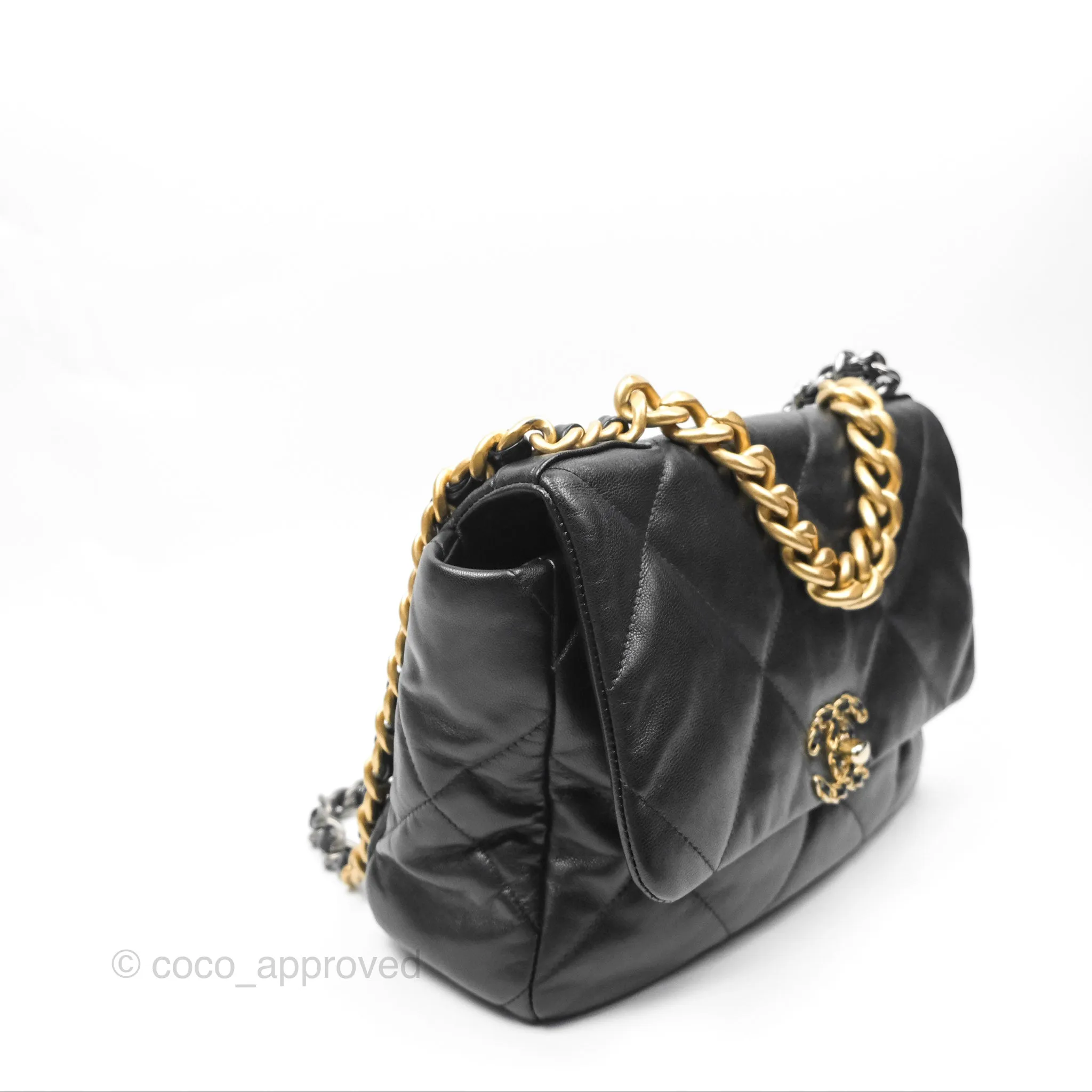 Chanel 19 Medium Black Goatskin Mixed Hardware