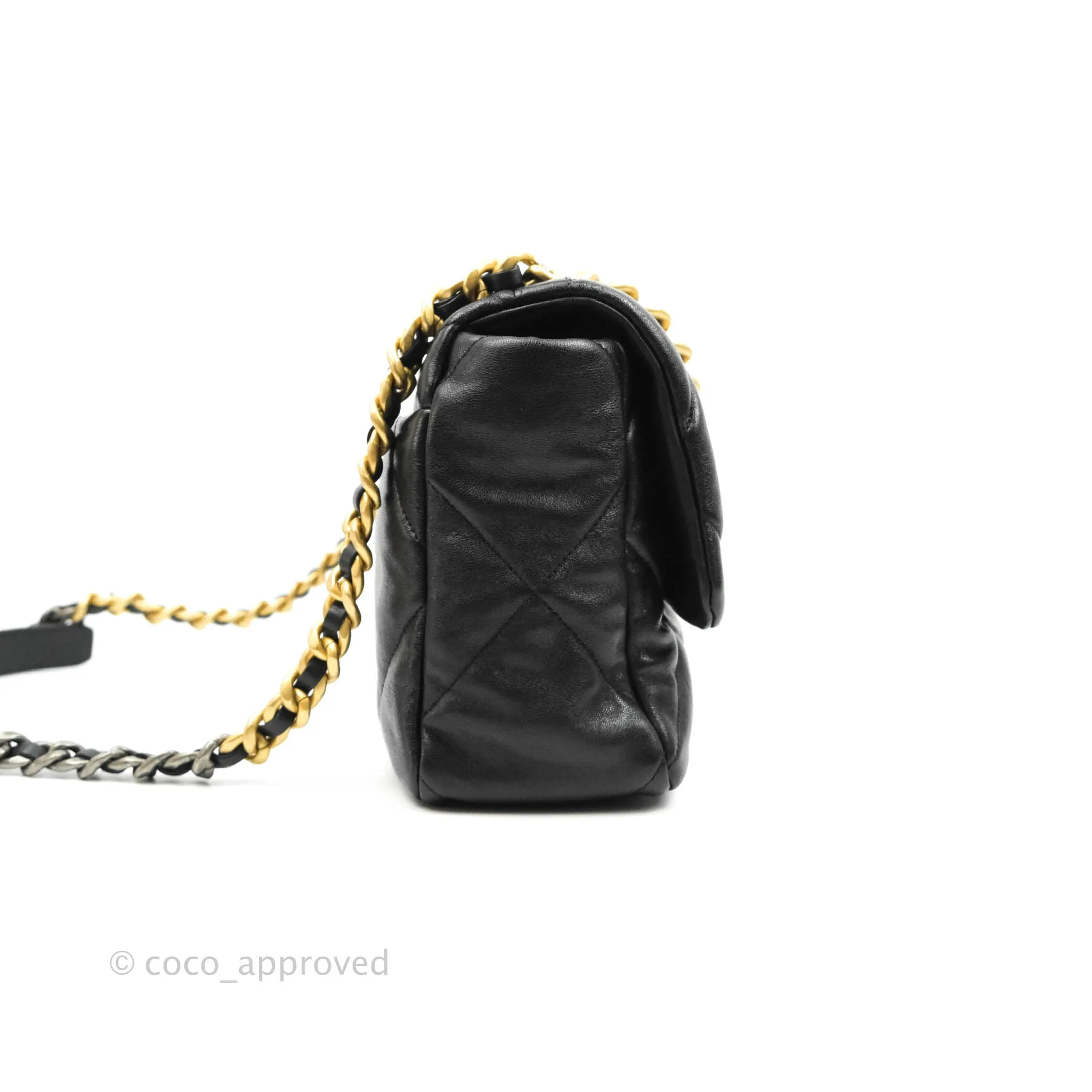 Chanel 19 Medium Black Goatskin Mixed Hardware