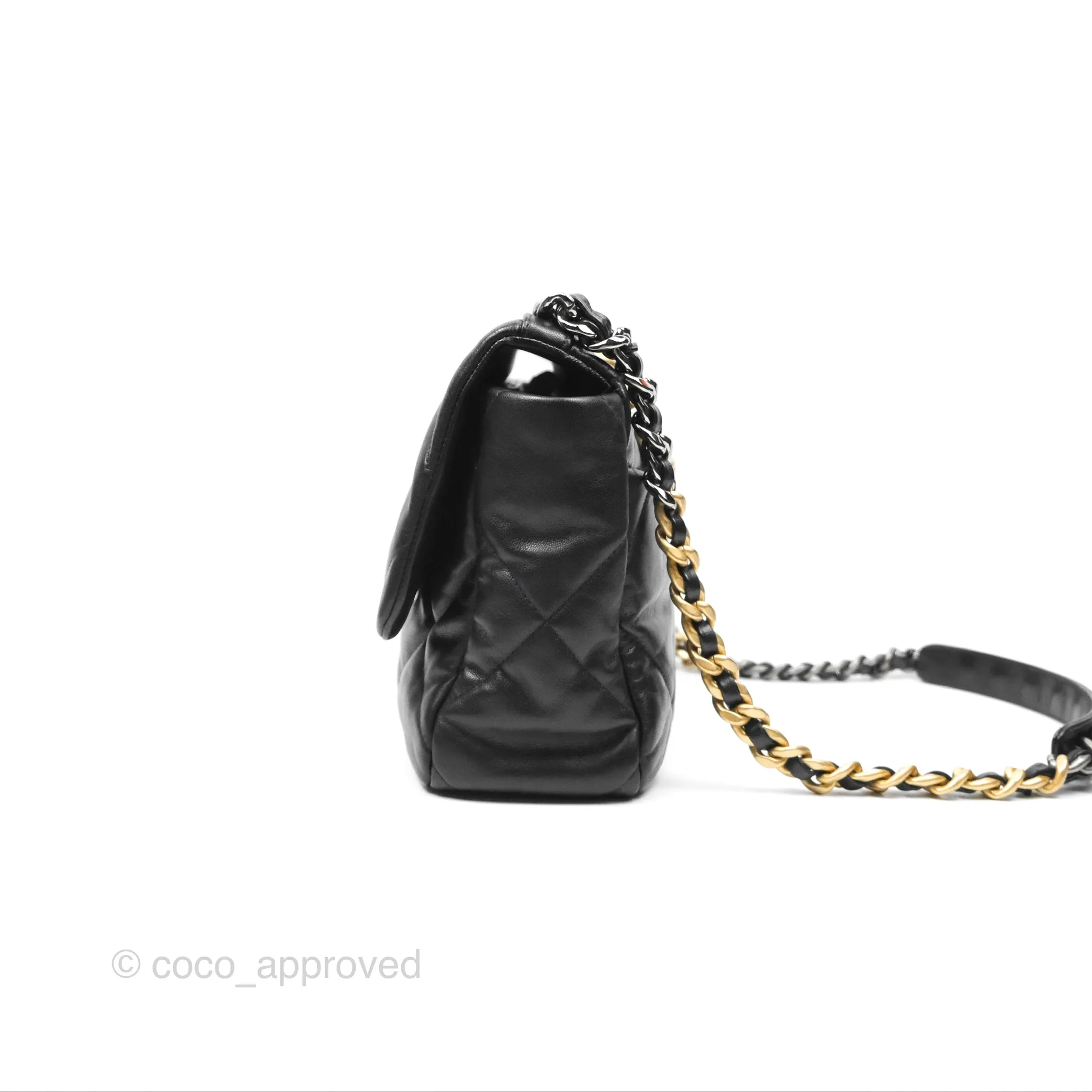 Chanel 19 Medium Black Goatskin Mixed Hardware
