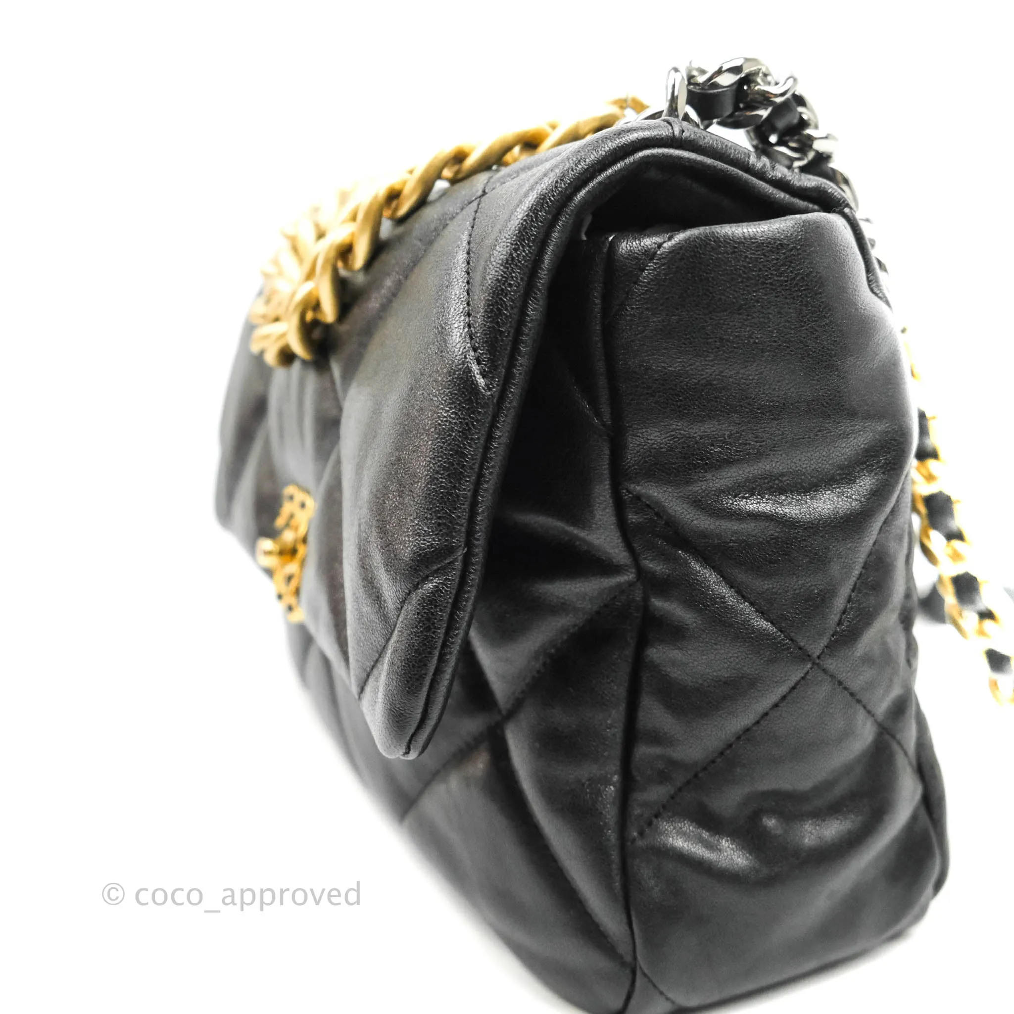 Chanel 19 Medium Black Goatskin Mixed Hardware