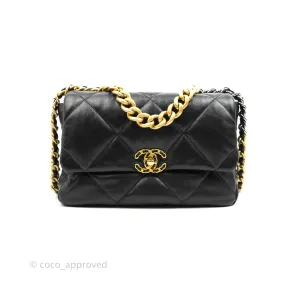 Chanel 19 Medium Black Goatskin Mixed Hardware