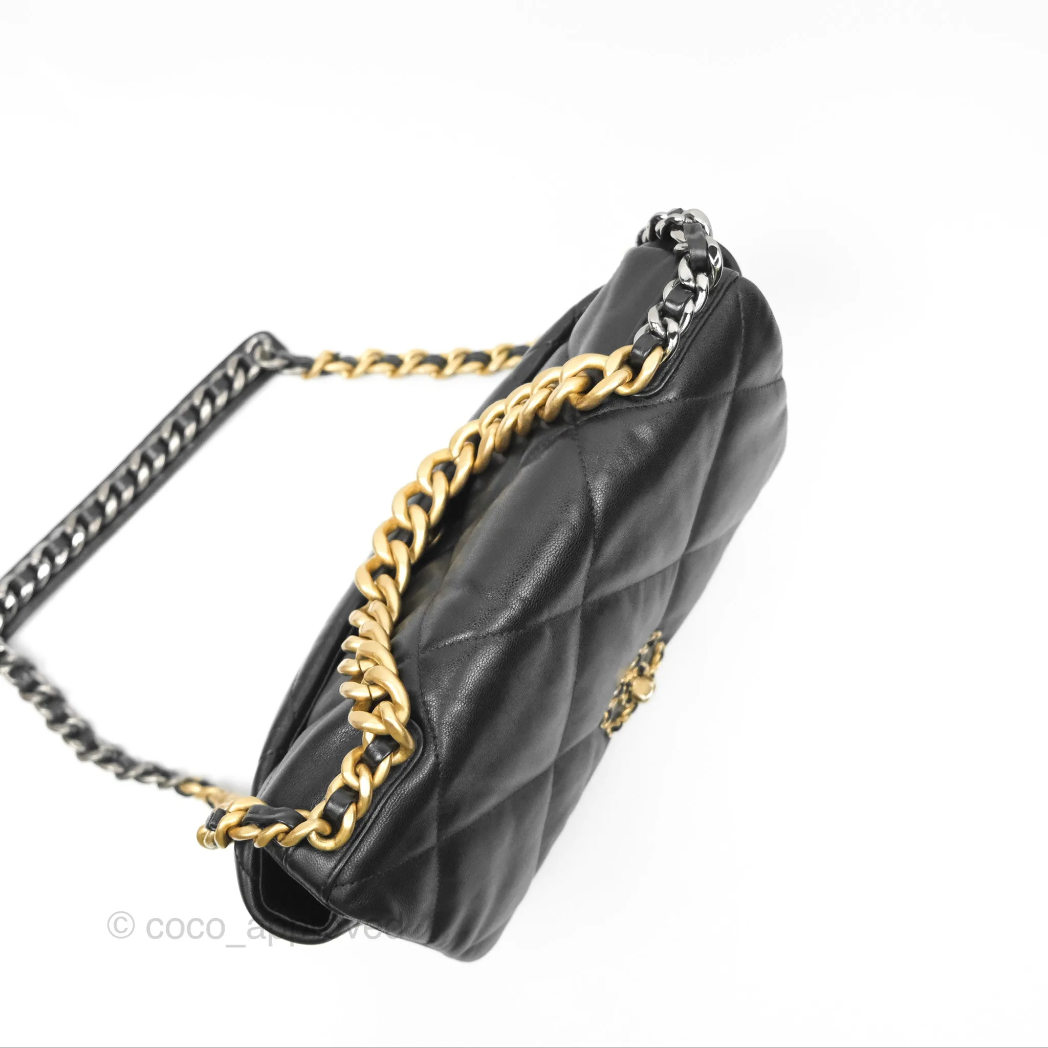 Chanel 19 Medium Black Goatskin Mixed Hardware