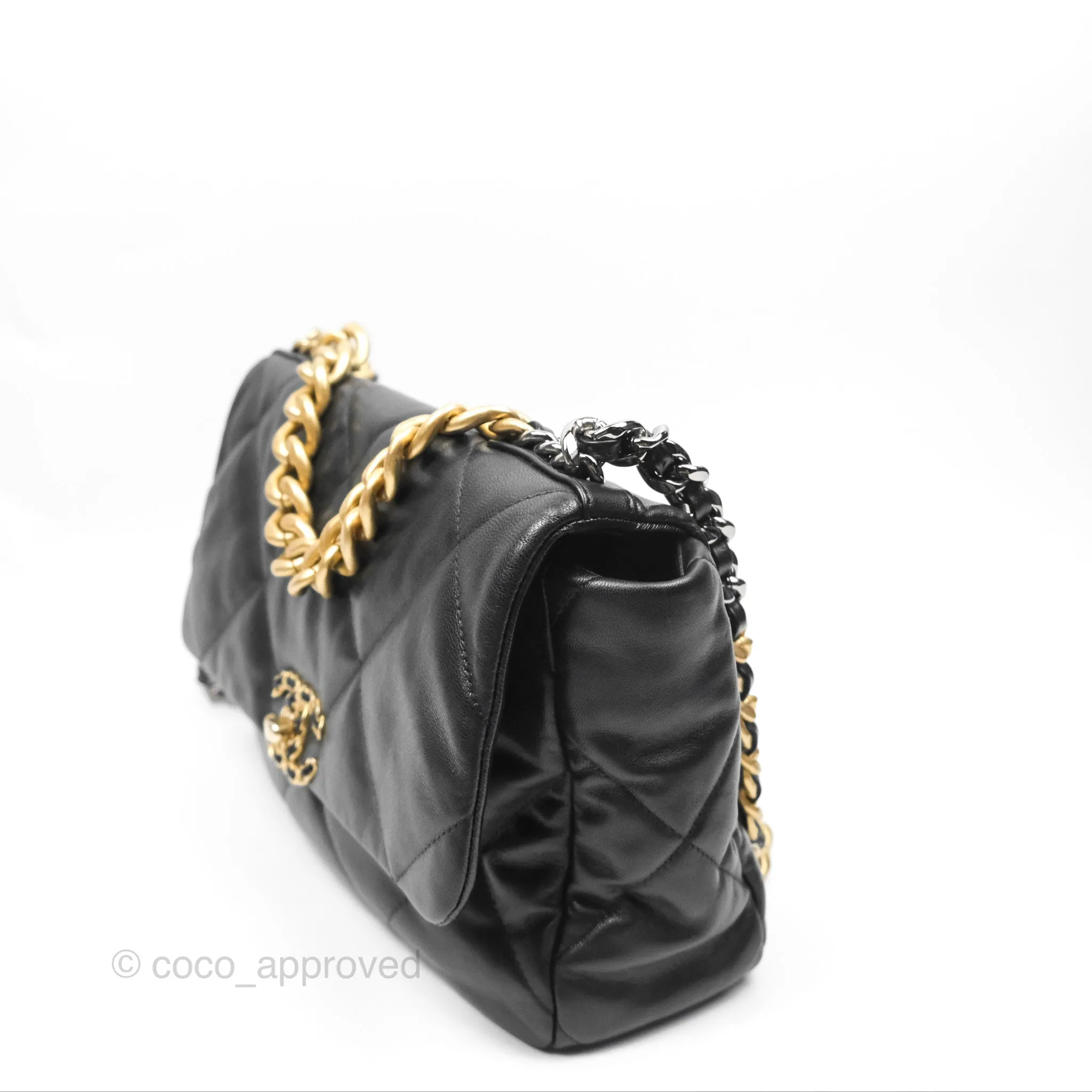 Chanel 19 Medium Black Goatskin Mixed Hardware