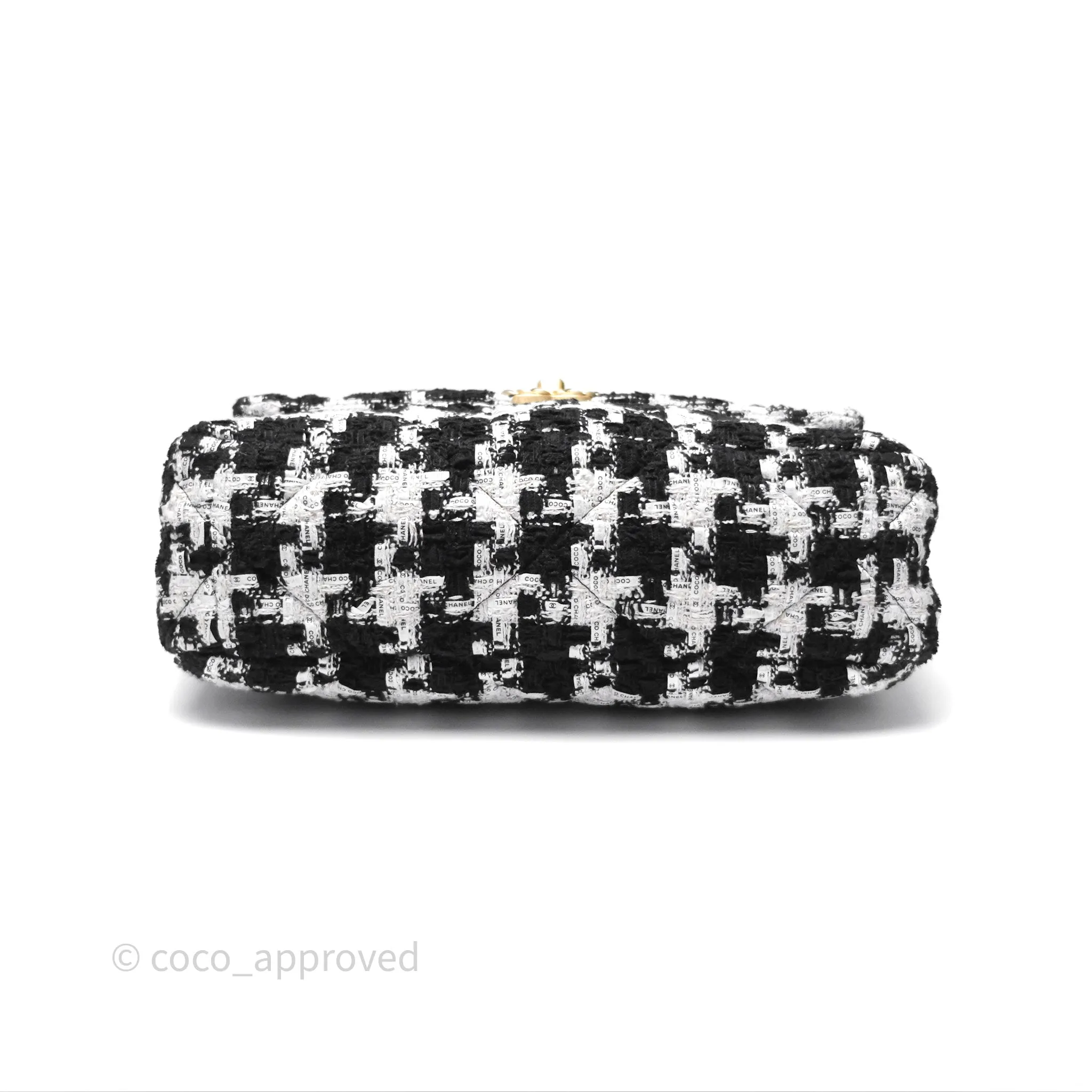 Chanel 19 Medium Tweed White Ribbon Mixed Hardware