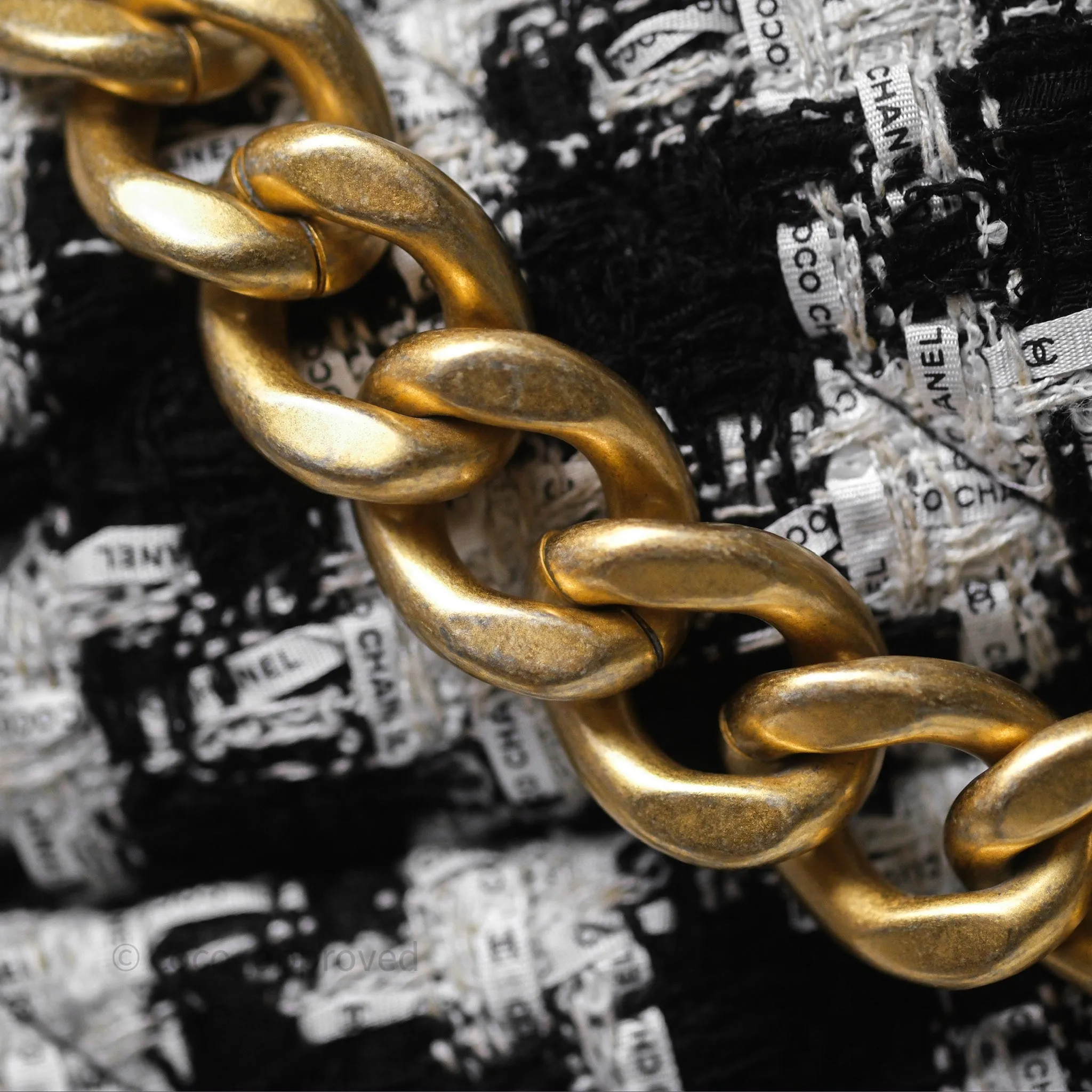 Chanel 19 Medium Tweed White Ribbon Mixed Hardware