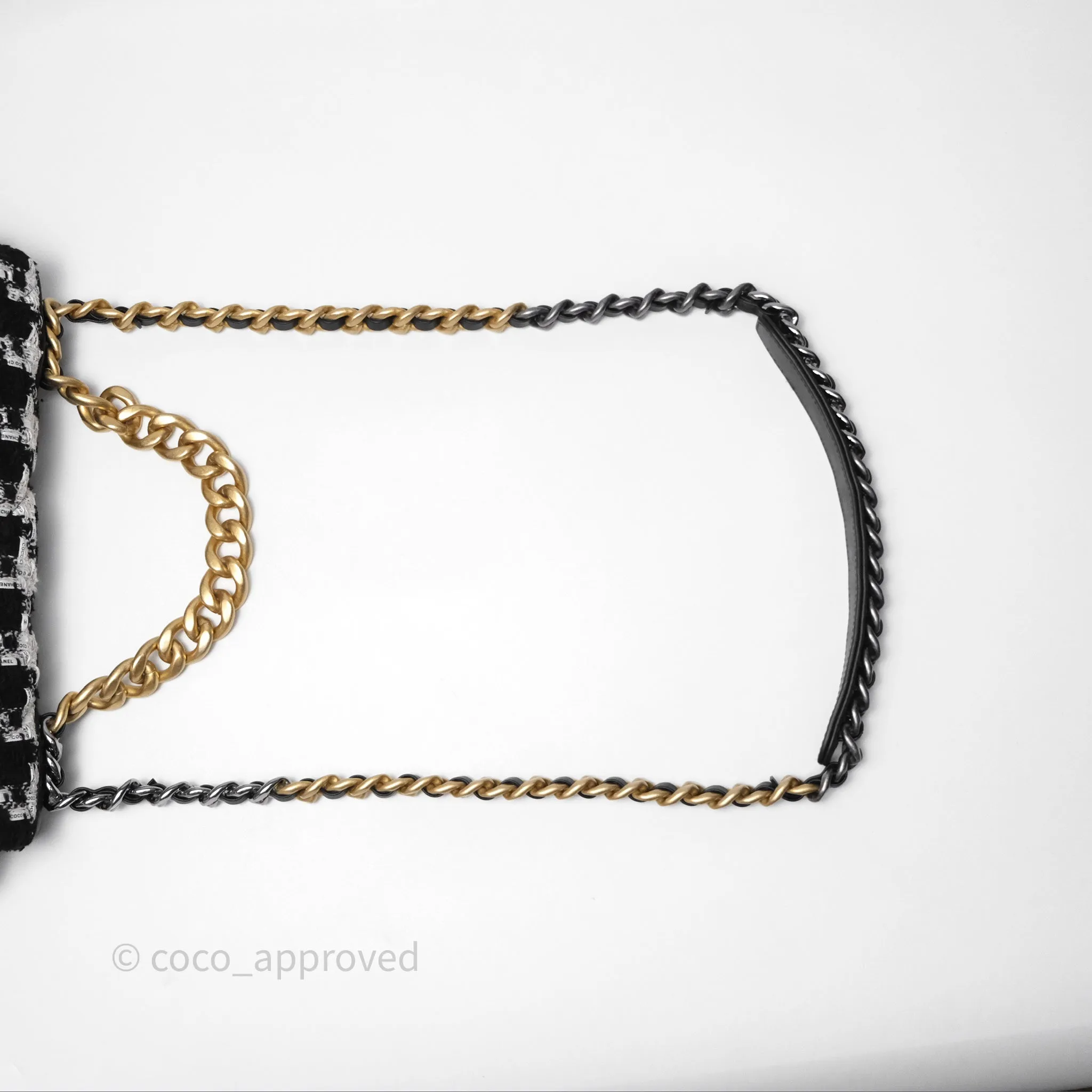 Chanel 19 Medium Tweed White Ribbon Mixed Hardware
