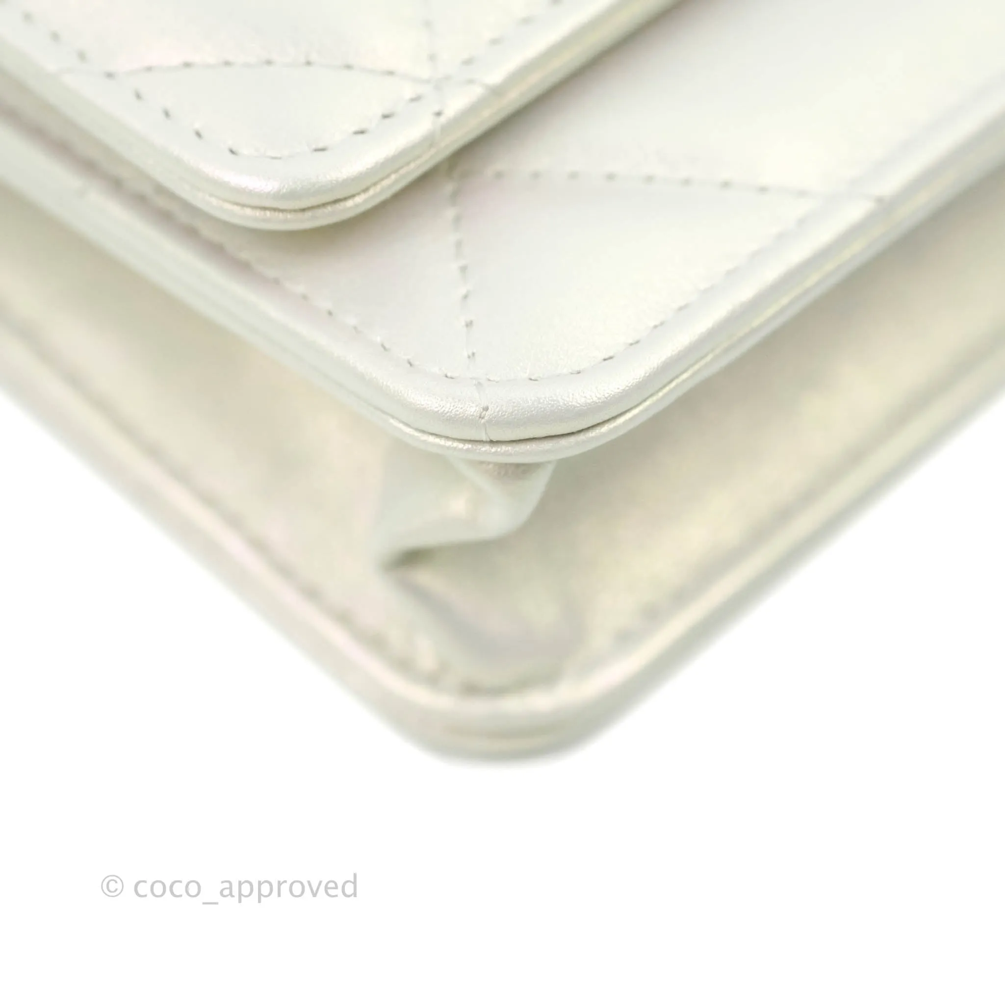 Chanel 19 Quilted Wallet on Chain WOC Iridescent White Mixed Hardware