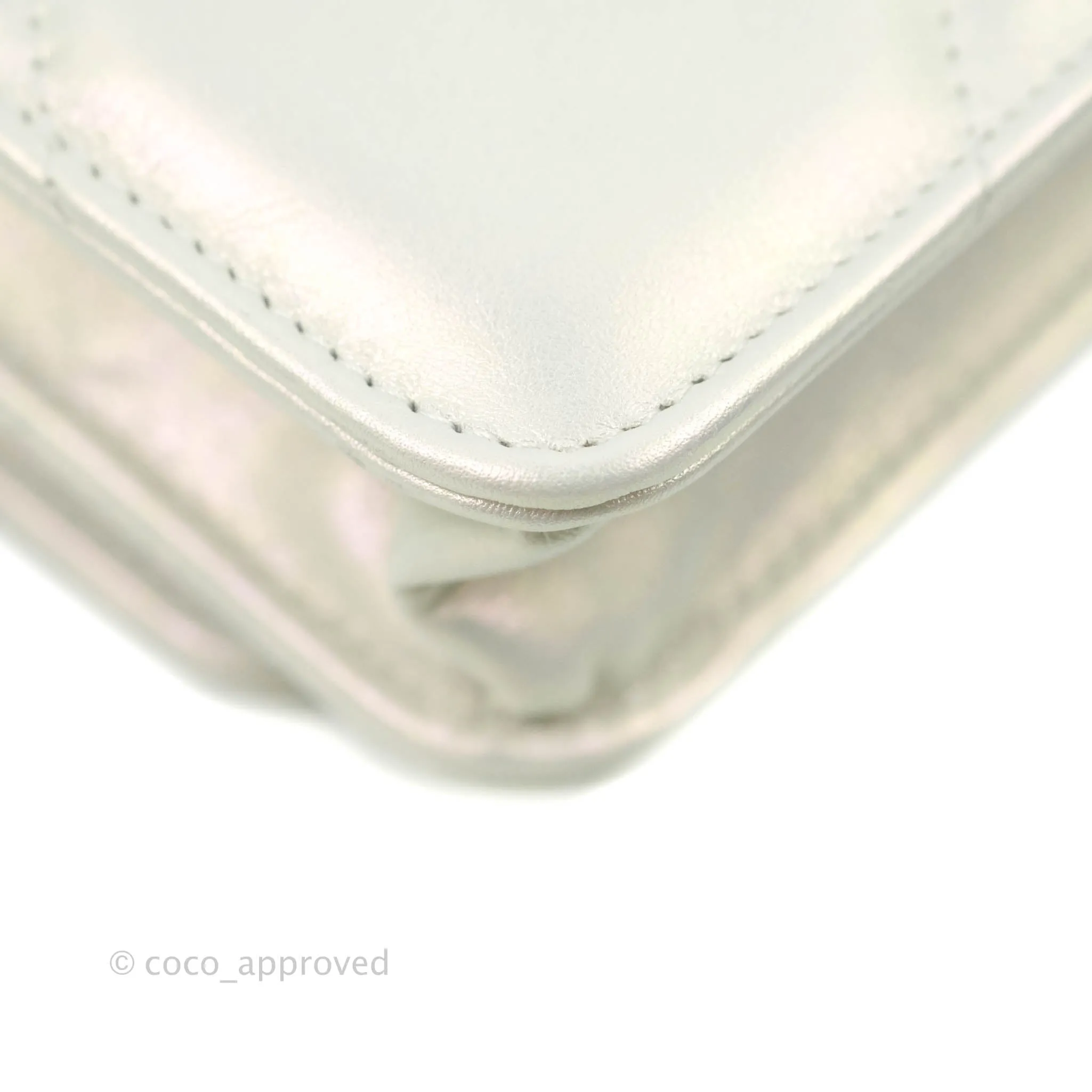 Chanel 19 Quilted Wallet on Chain WOC Iridescent White Mixed Hardware