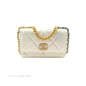 Chanel 19 Quilted Wallet on Chain WOC Iridescent White Mixed Hardware