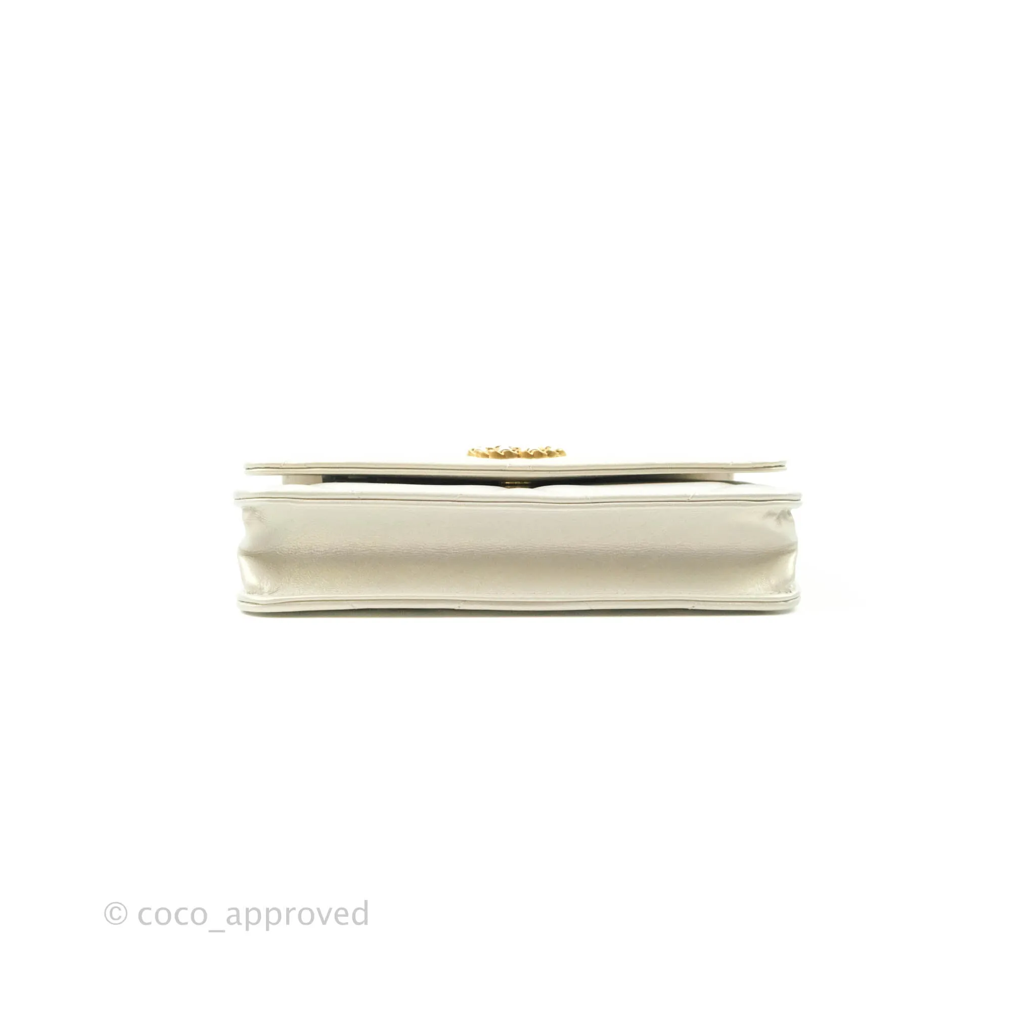 Chanel 19 Quilted Wallet on Chain WOC Iridescent White Mixed Hardware