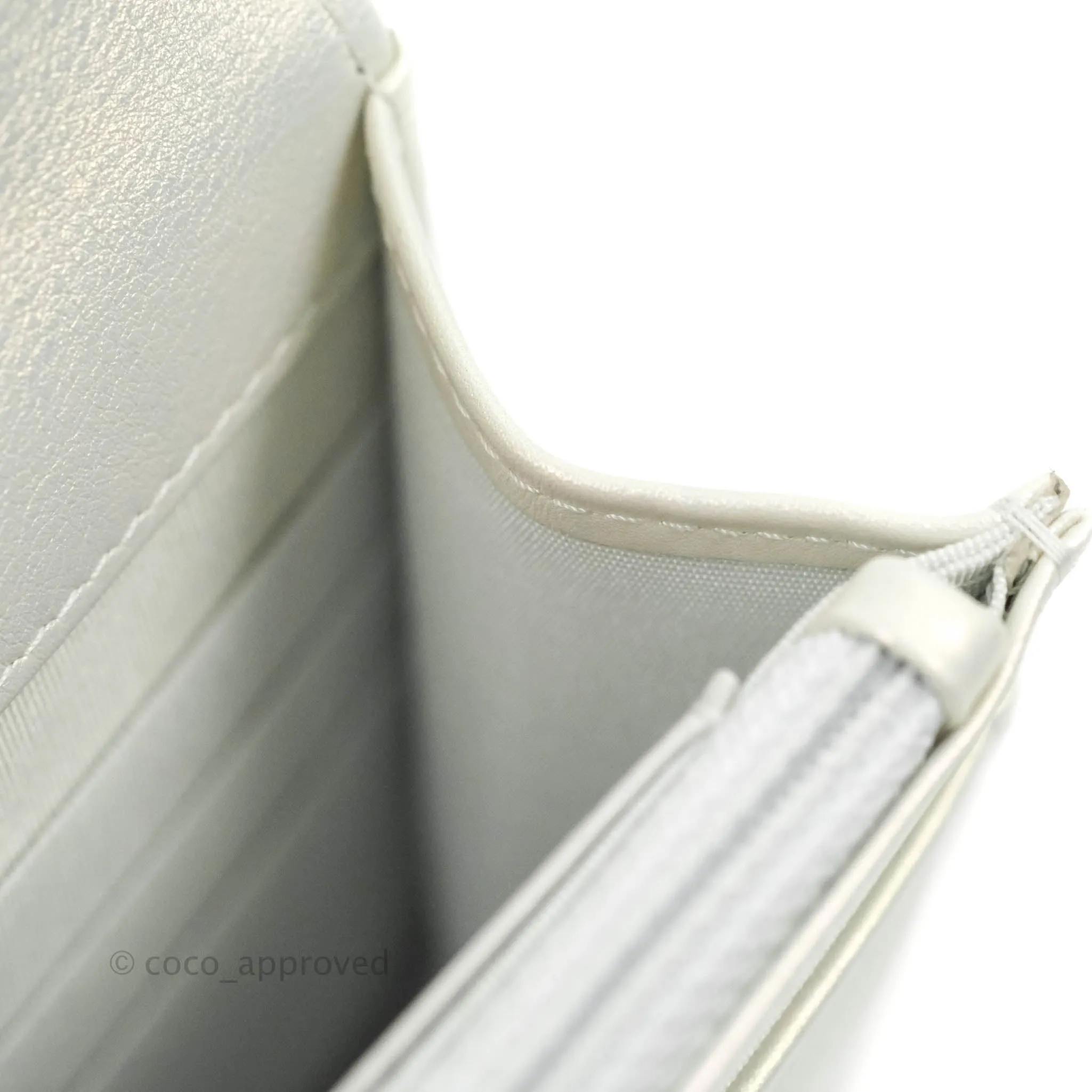 Chanel 19 Quilted Wallet on Chain WOC Iridescent White Mixed Hardware