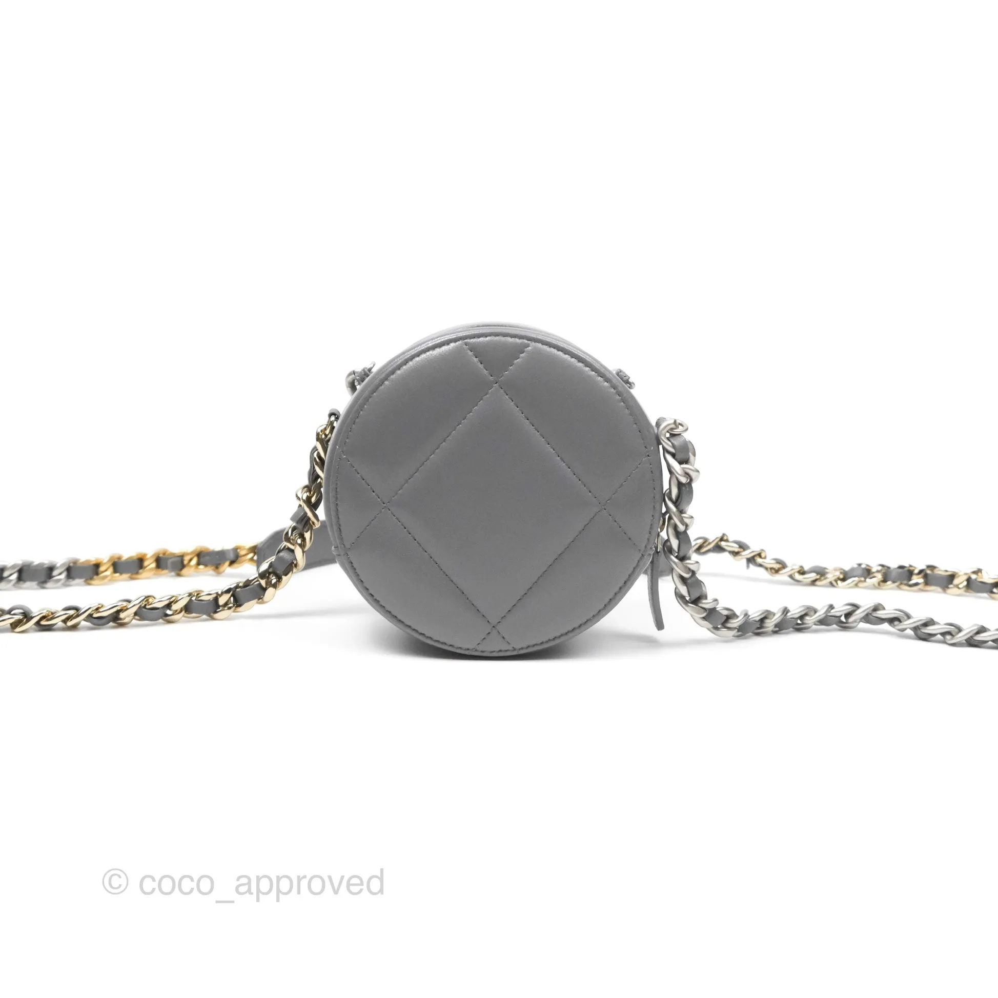 Chanel 19 Round Clutch With Chain Grey Mixed Hardware