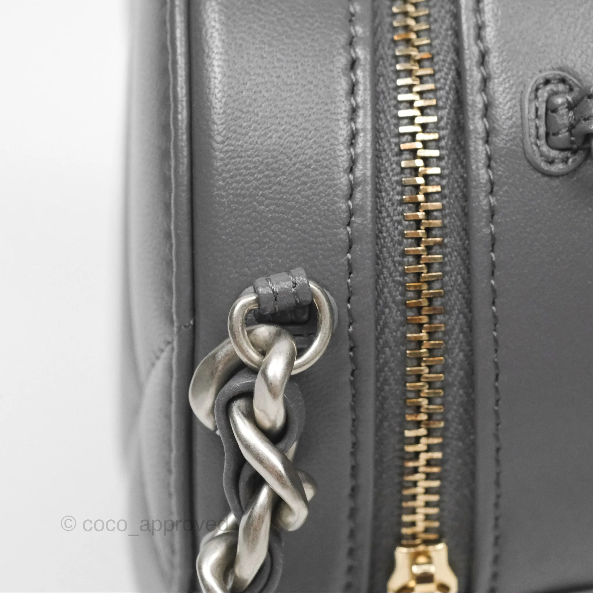 Chanel 19 Round Clutch With Chain Grey Mixed Hardware