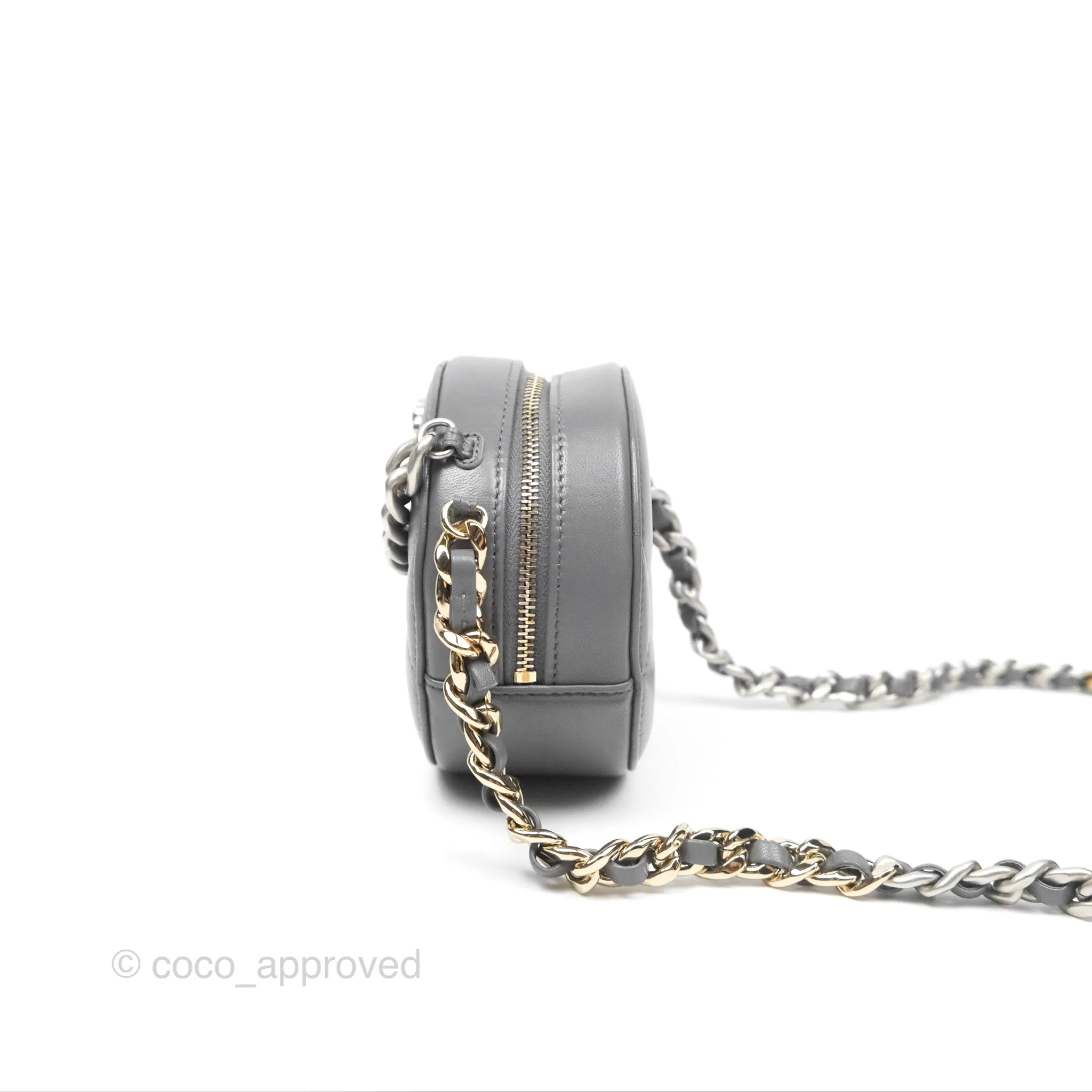 Chanel 19 Round Clutch With Chain Grey Mixed Hardware