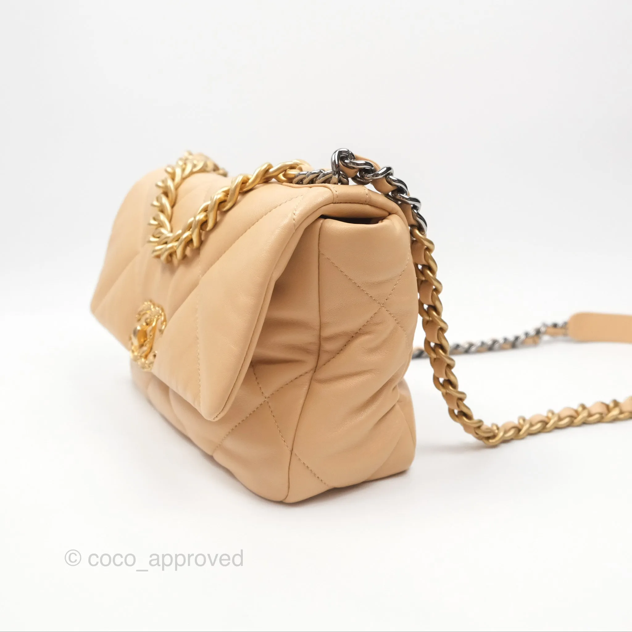 Chanel 19 Small Beige Mixed Hardware
