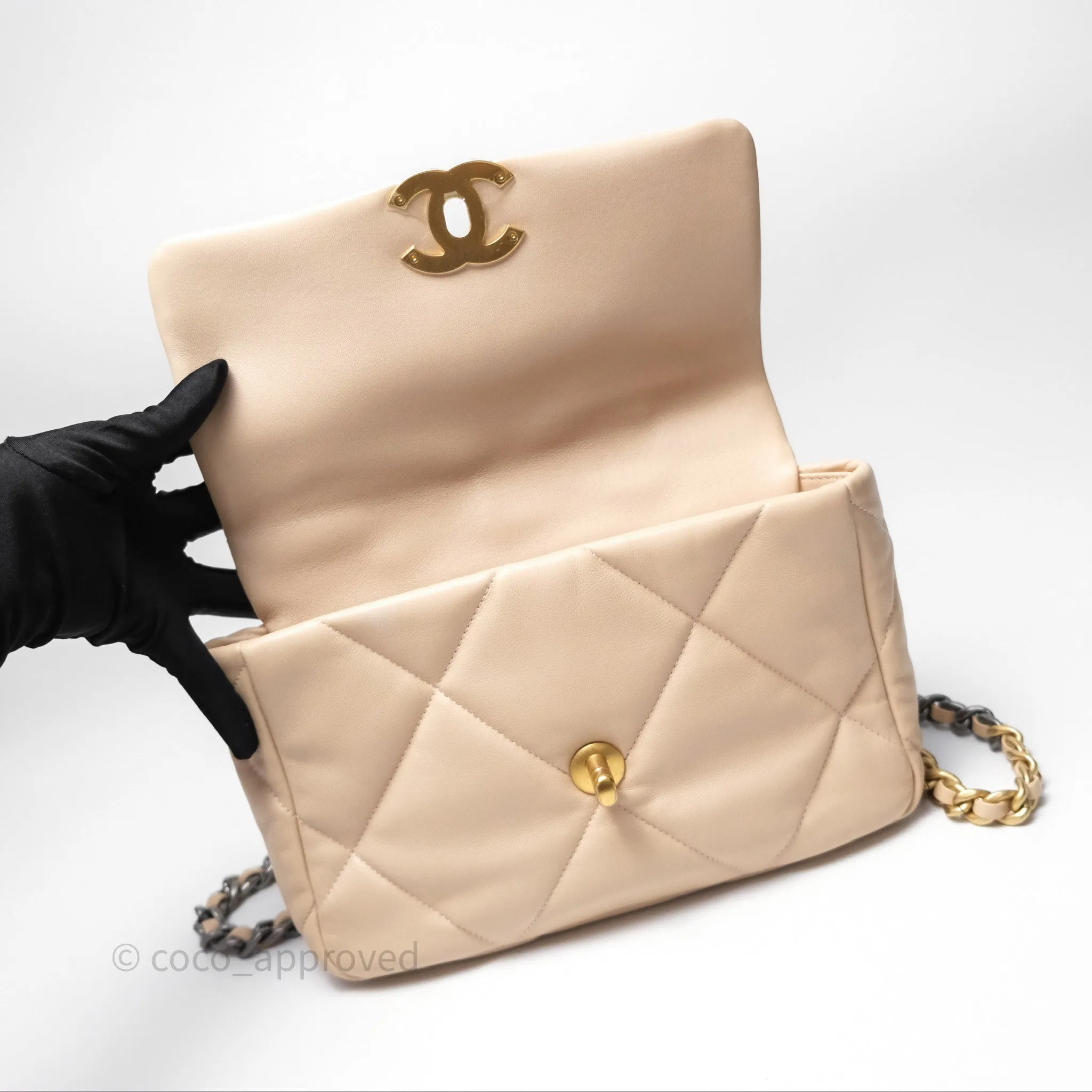 Chanel 19 Small Beige Mixed Hardware