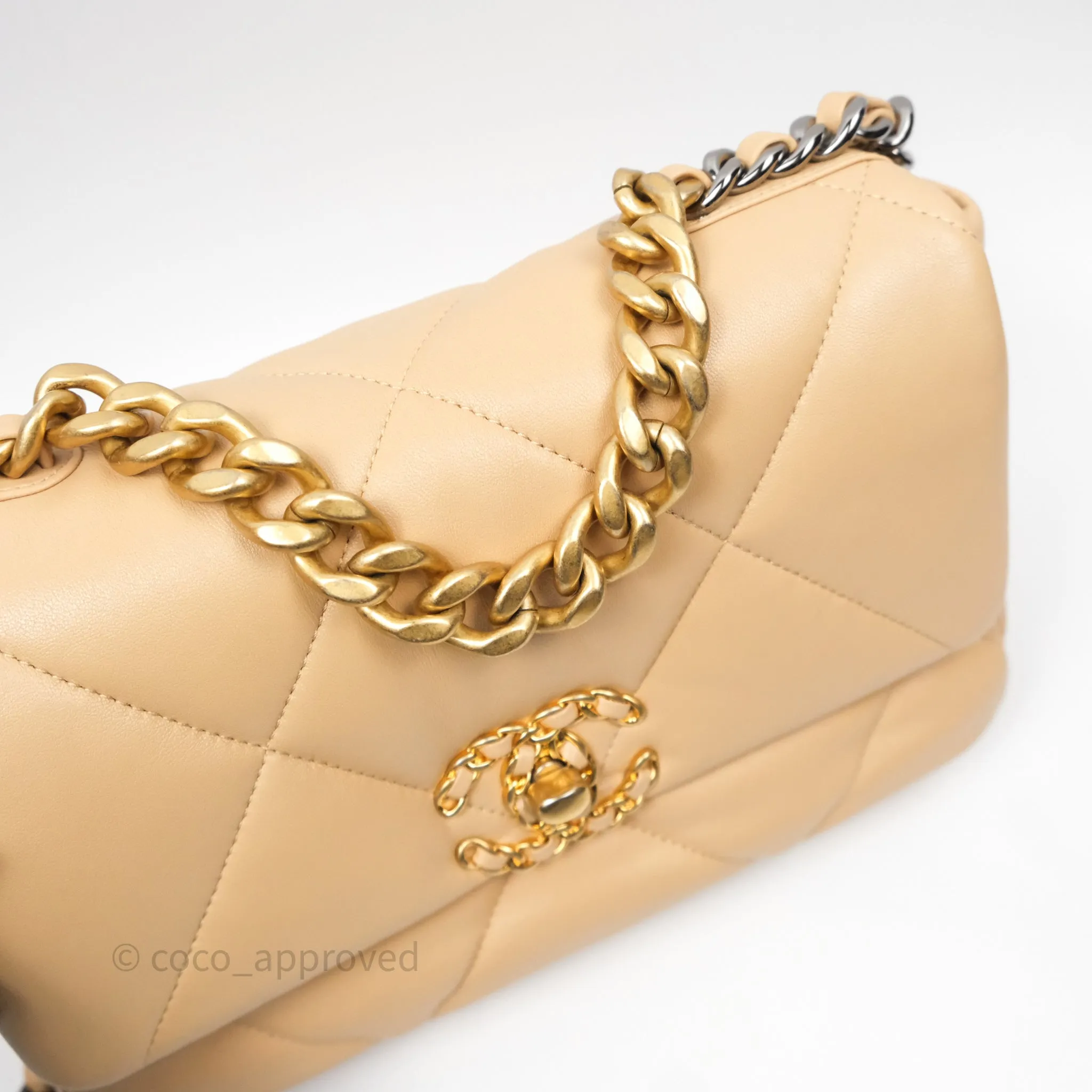 Chanel 19 Small Beige Mixed Hardware
