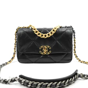 Chanel 19 Small Black Goatskin Mixed Hardware 20B