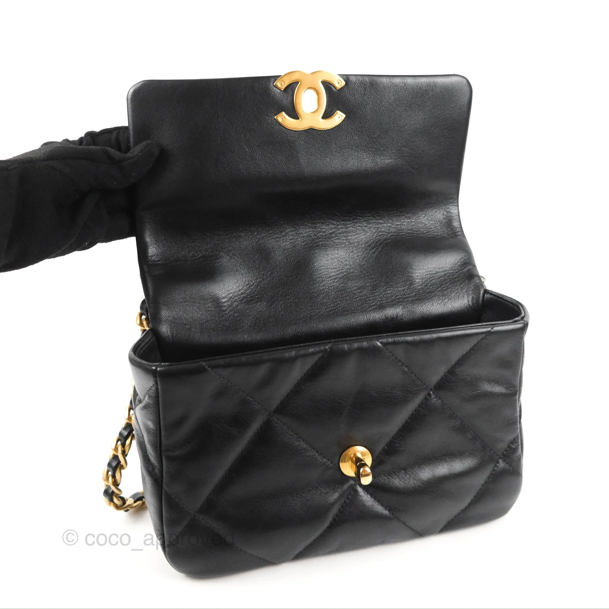 Chanel 19 Small Black Goatskin Mixed Hardware
