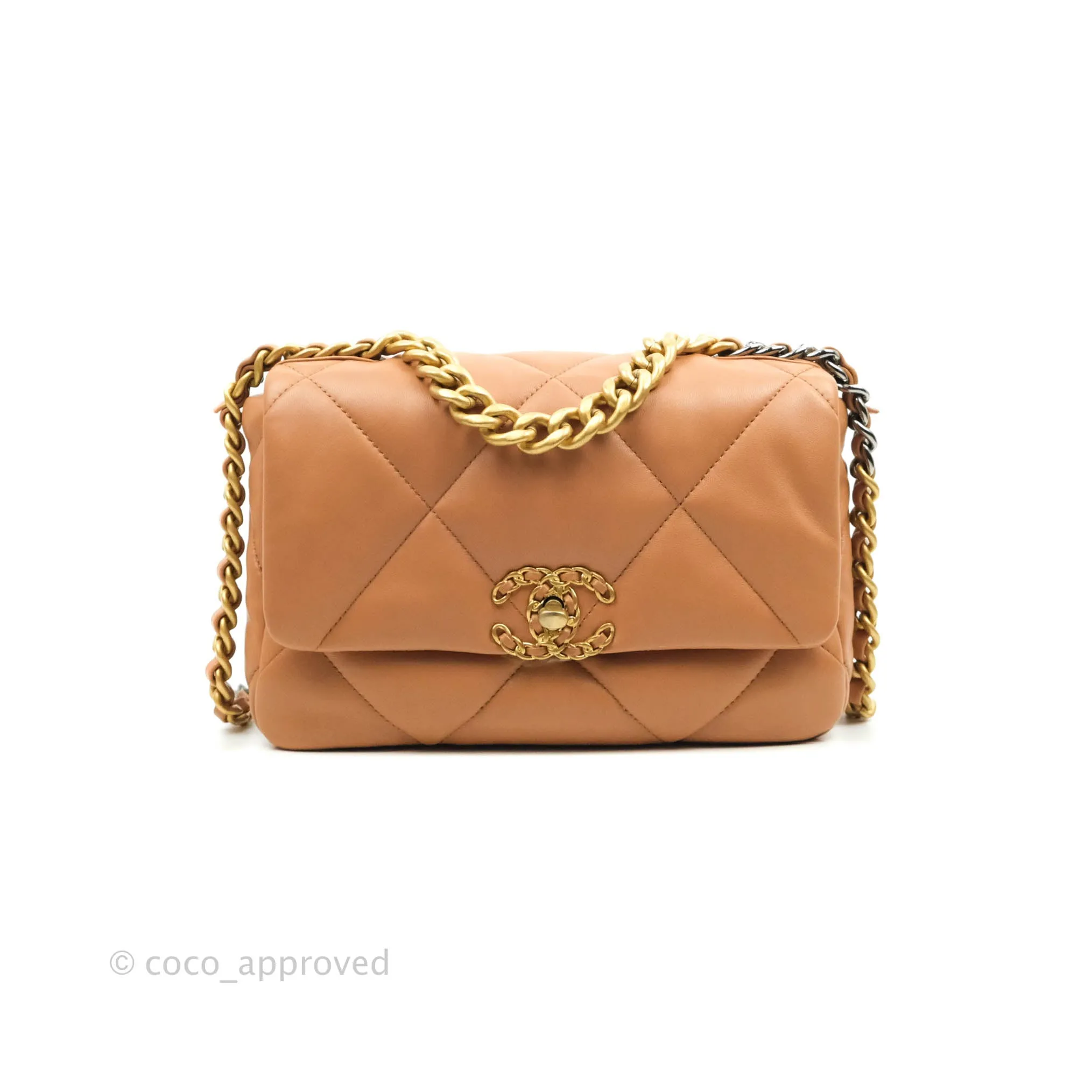 Chanel 19 Small Caramel Dark Beige Lambskin Mixed Hardware 21K