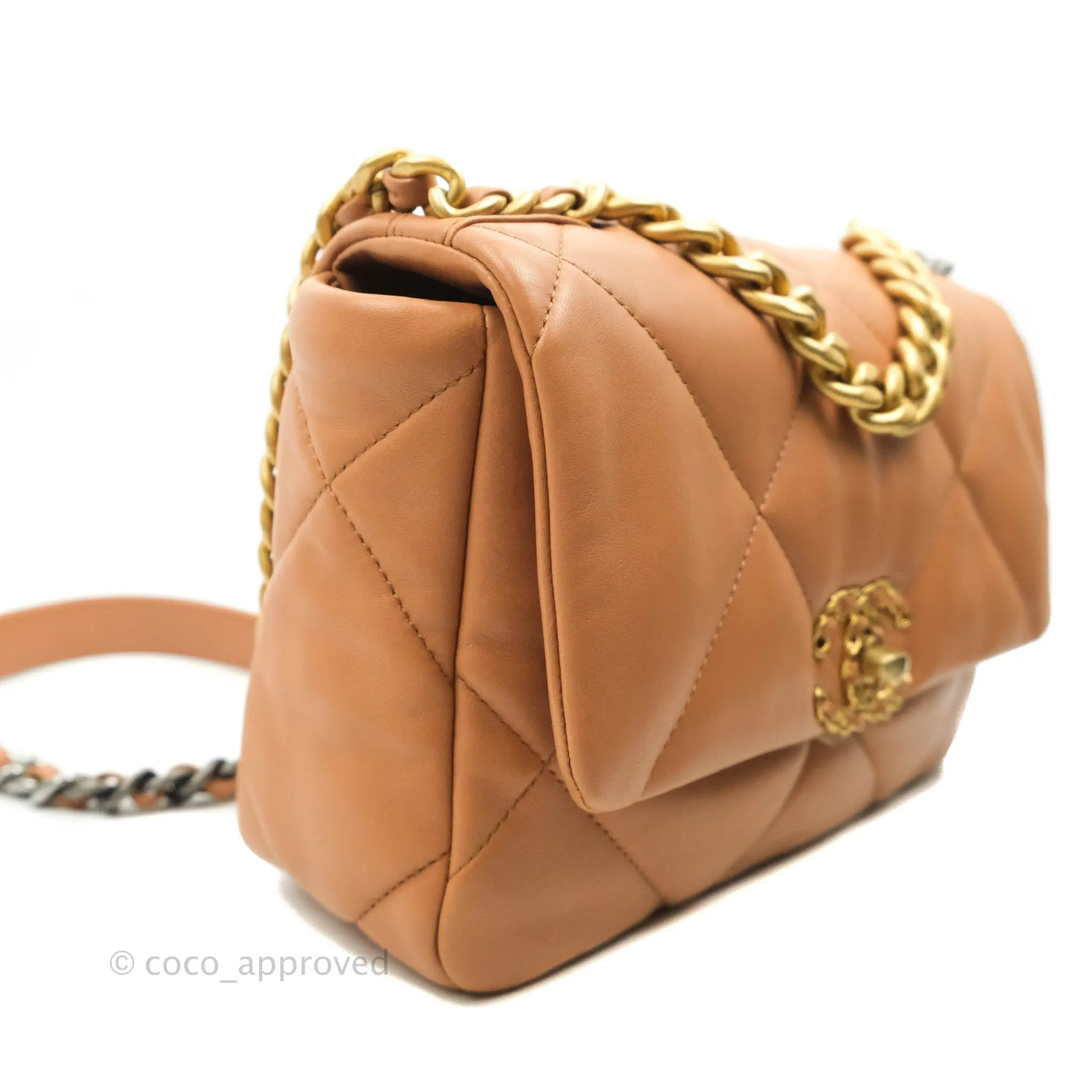 Chanel 19 Small Caramel Dark Beige Lambskin Mixed Hardware 21K