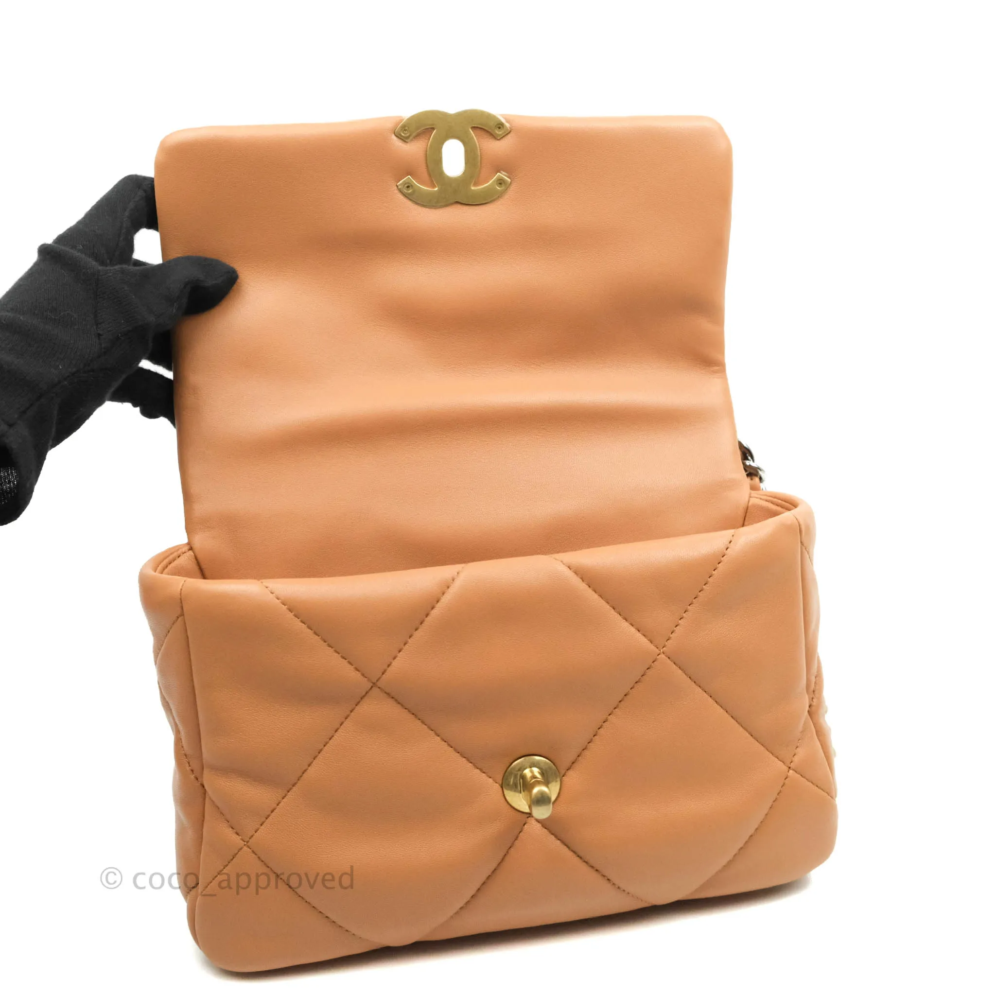 Chanel 19 Small Caramel Dark Beige Lambskin Mixed Hardware 21K
