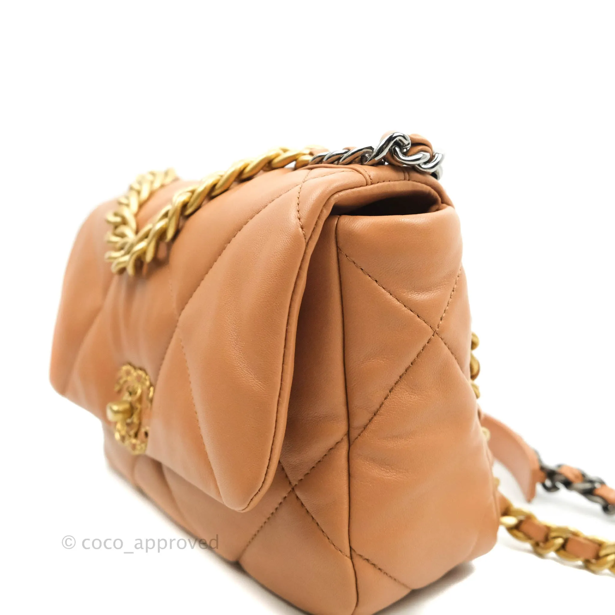 Chanel 19 Small Caramel Dark Beige Lambskin Mixed Hardware 21K