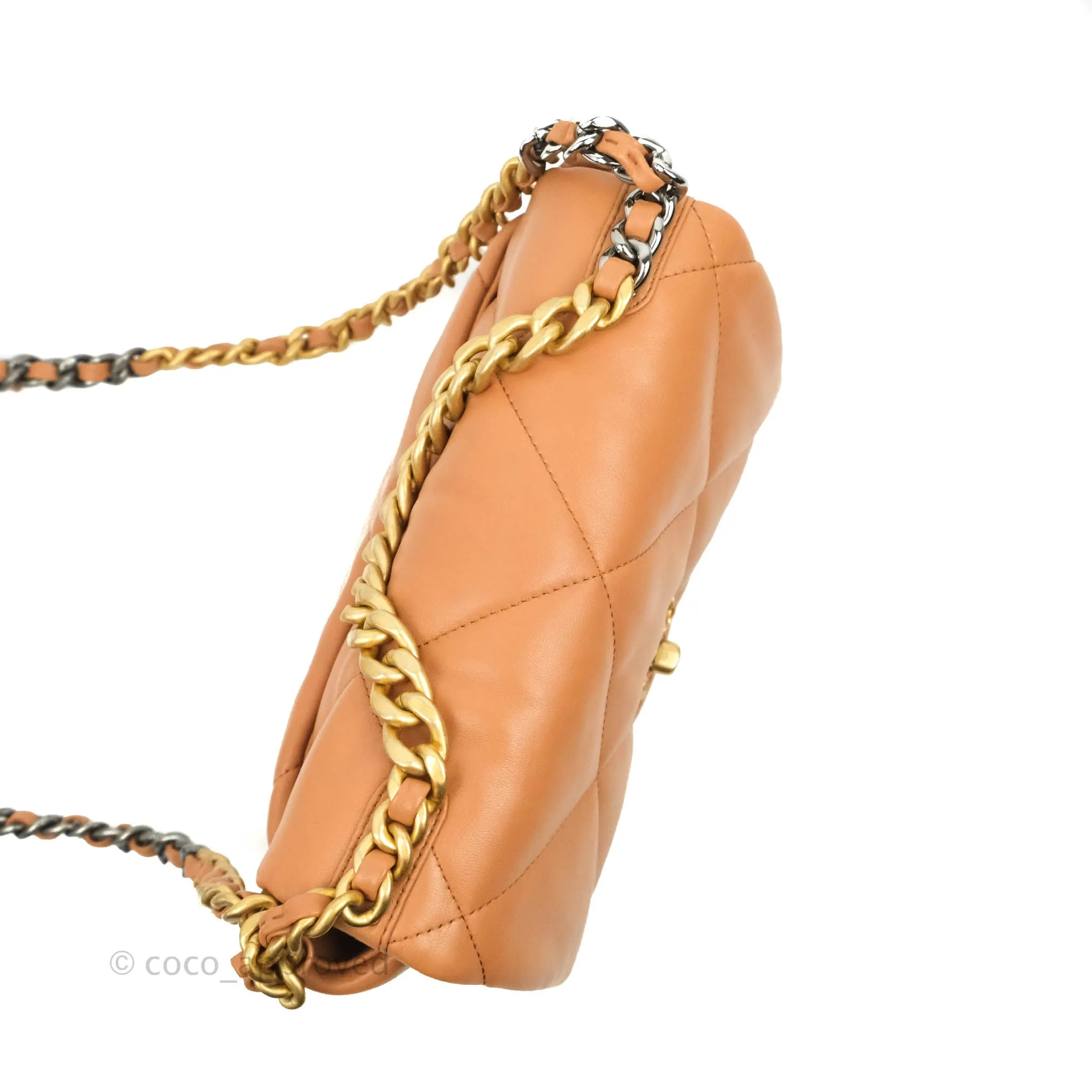 Chanel 19 Small Caramel Dark Beige Lambskin Mixed Hardware 21K