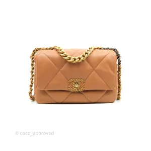 Chanel 19 Small Caramel Dark Beige Lambskin Mixed Hardware 21K