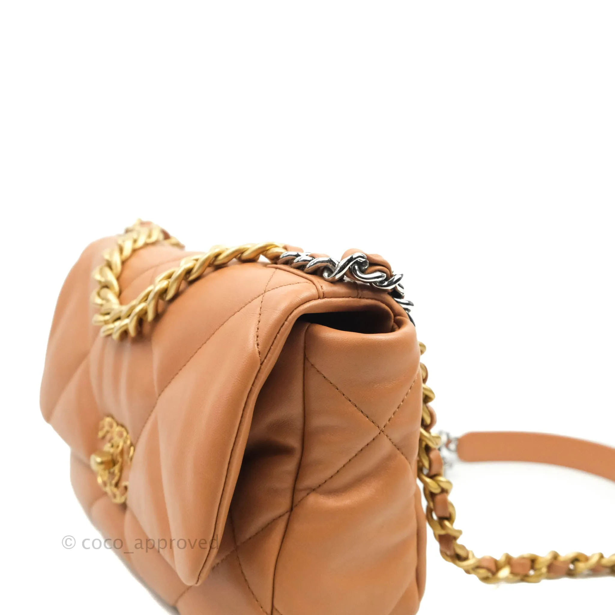 Chanel 19 Small Caramel Dark Beige Lambskin Mixed Hardware 21K