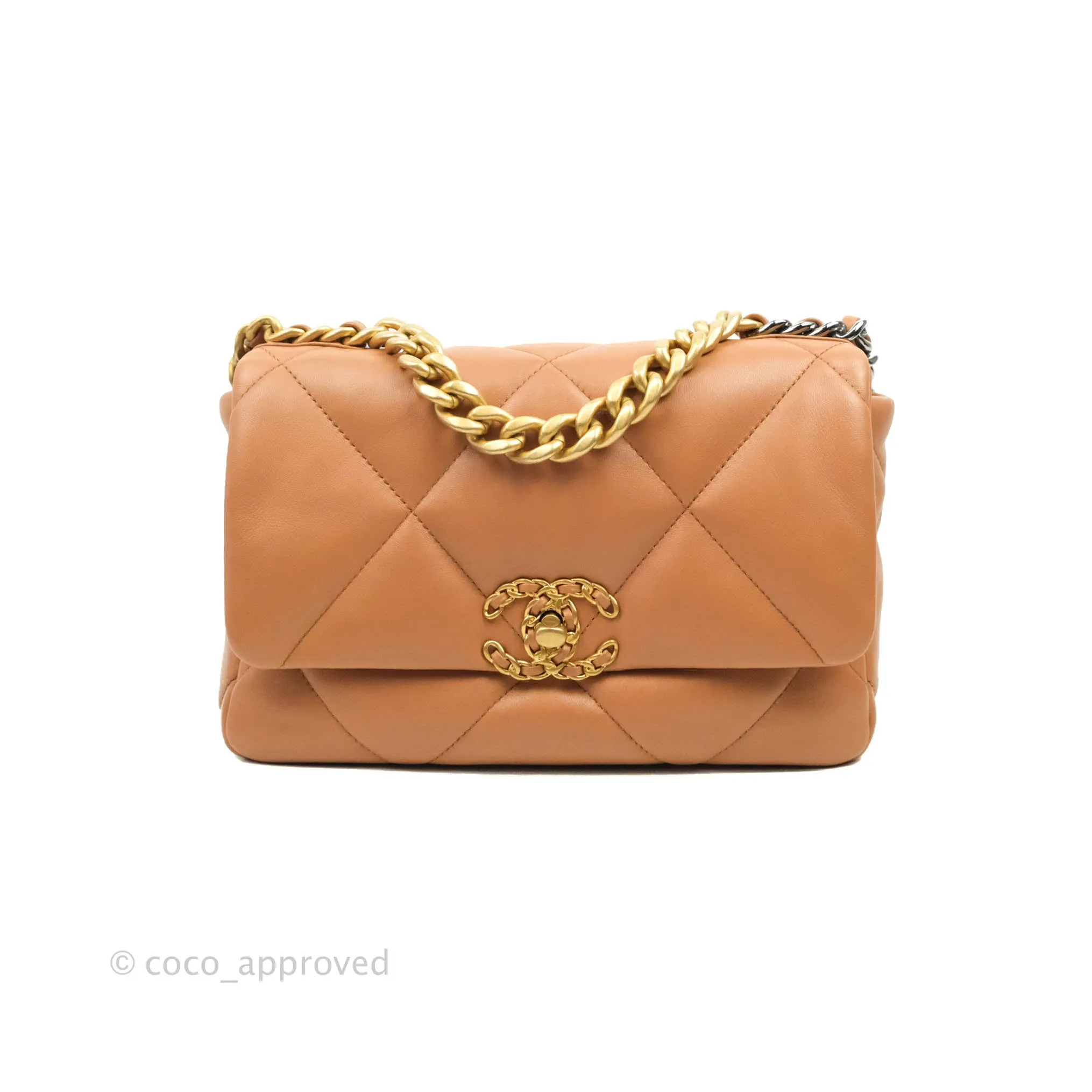 Chanel 19 Small Caramel Dark Beige Lambskin Mixed Hardware 21K