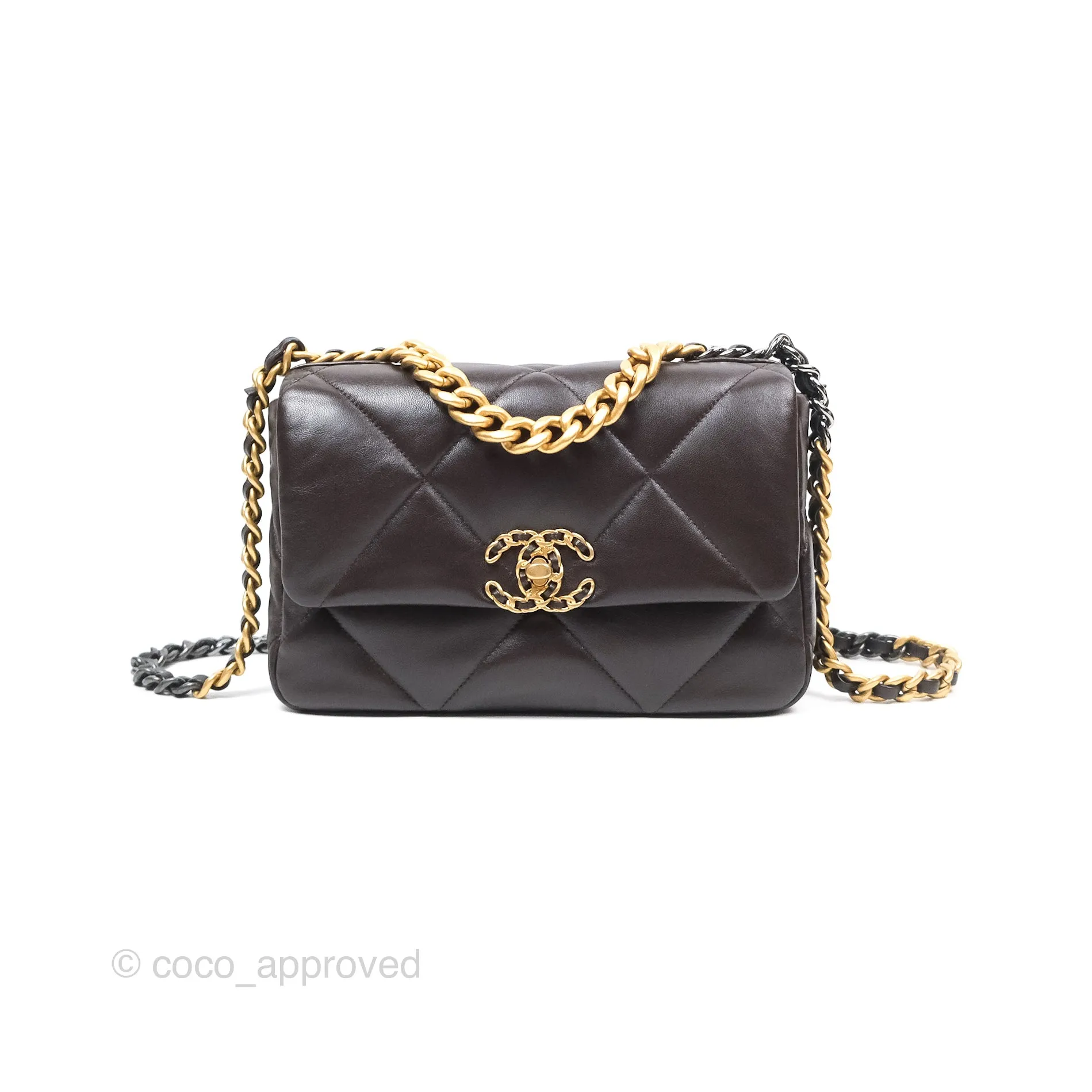 Chanel 19 Small Dark Brown Mixed Hardware