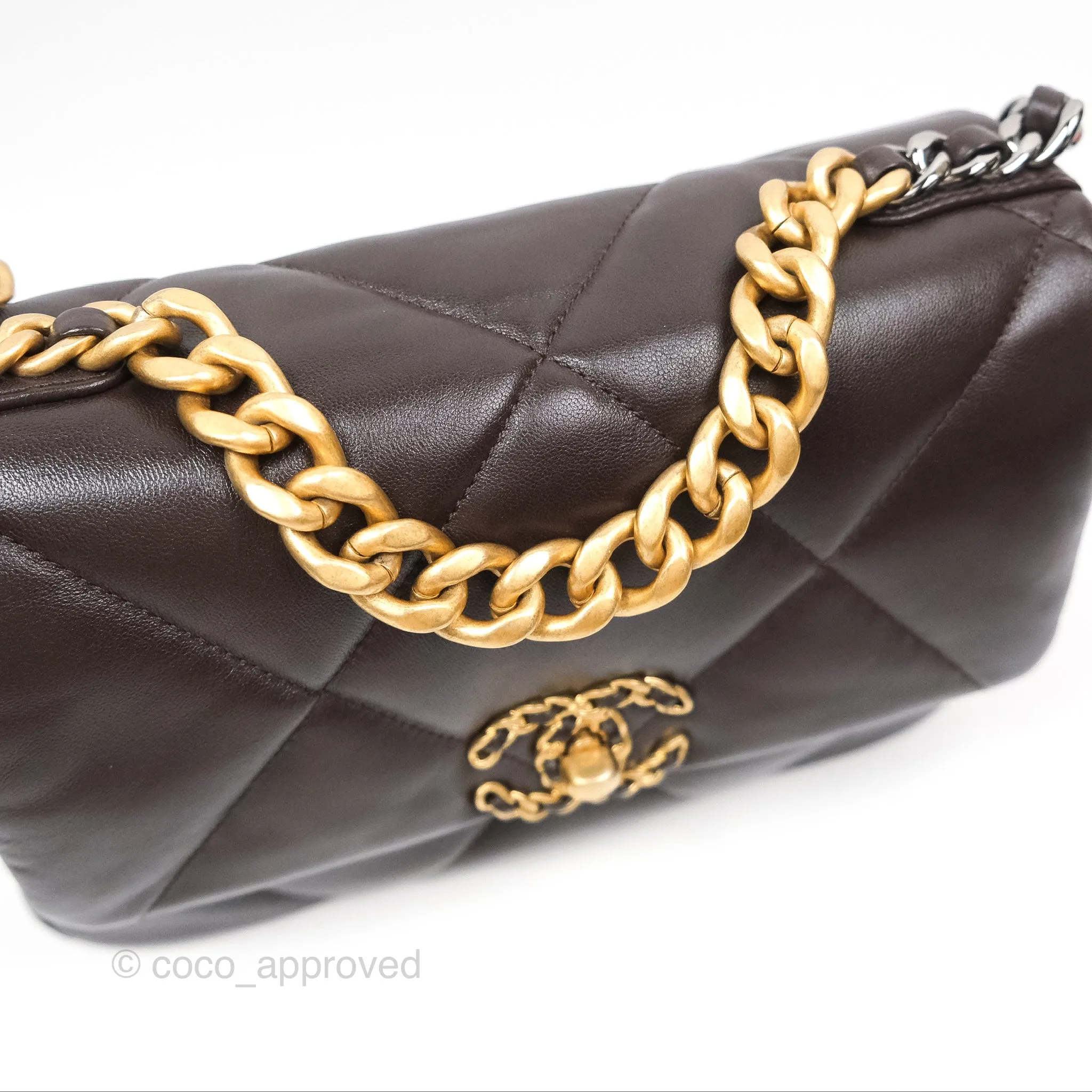 Chanel 19 Small Dark Brown Mixed Hardware