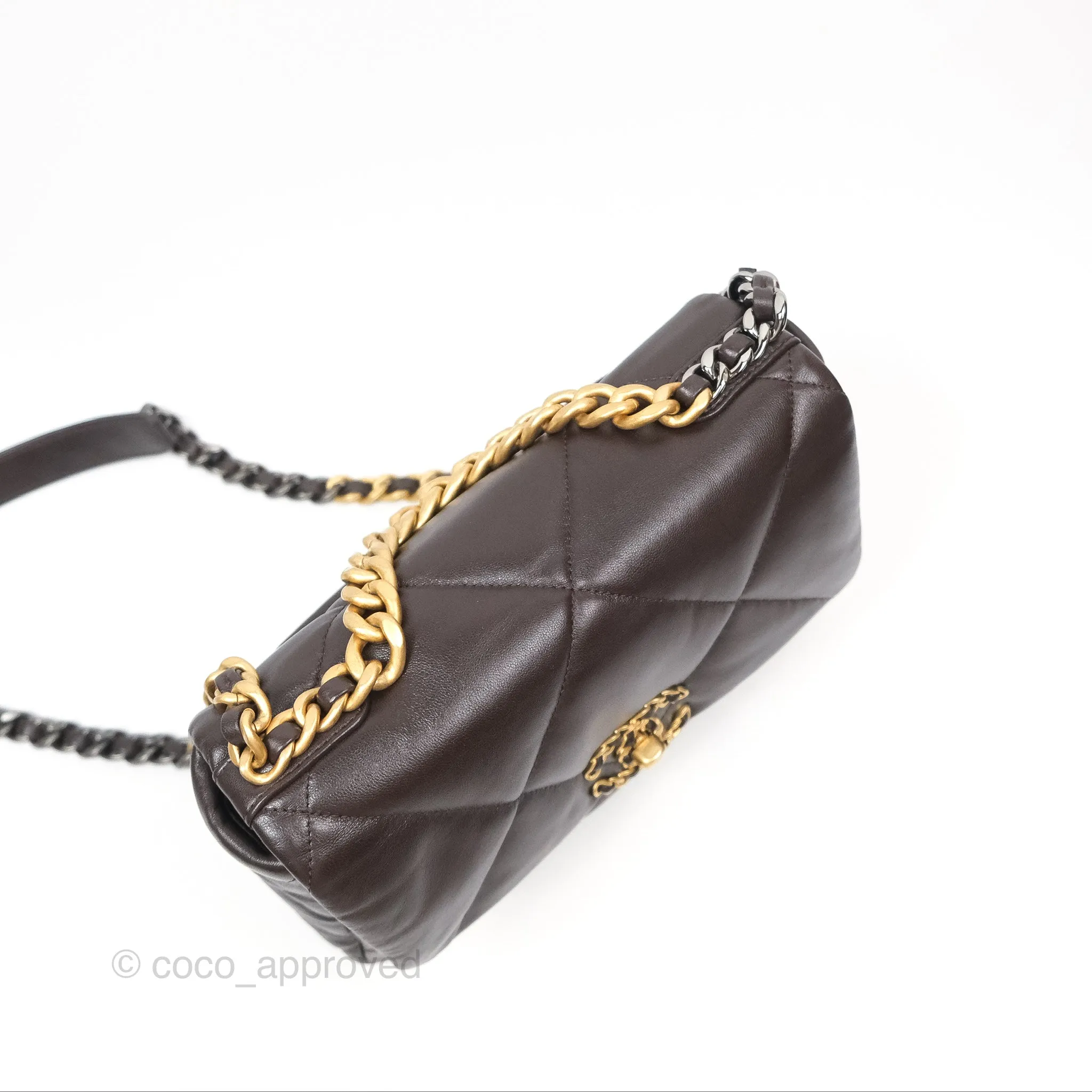 Chanel 19 Small Dark Brown Mixed Hardware