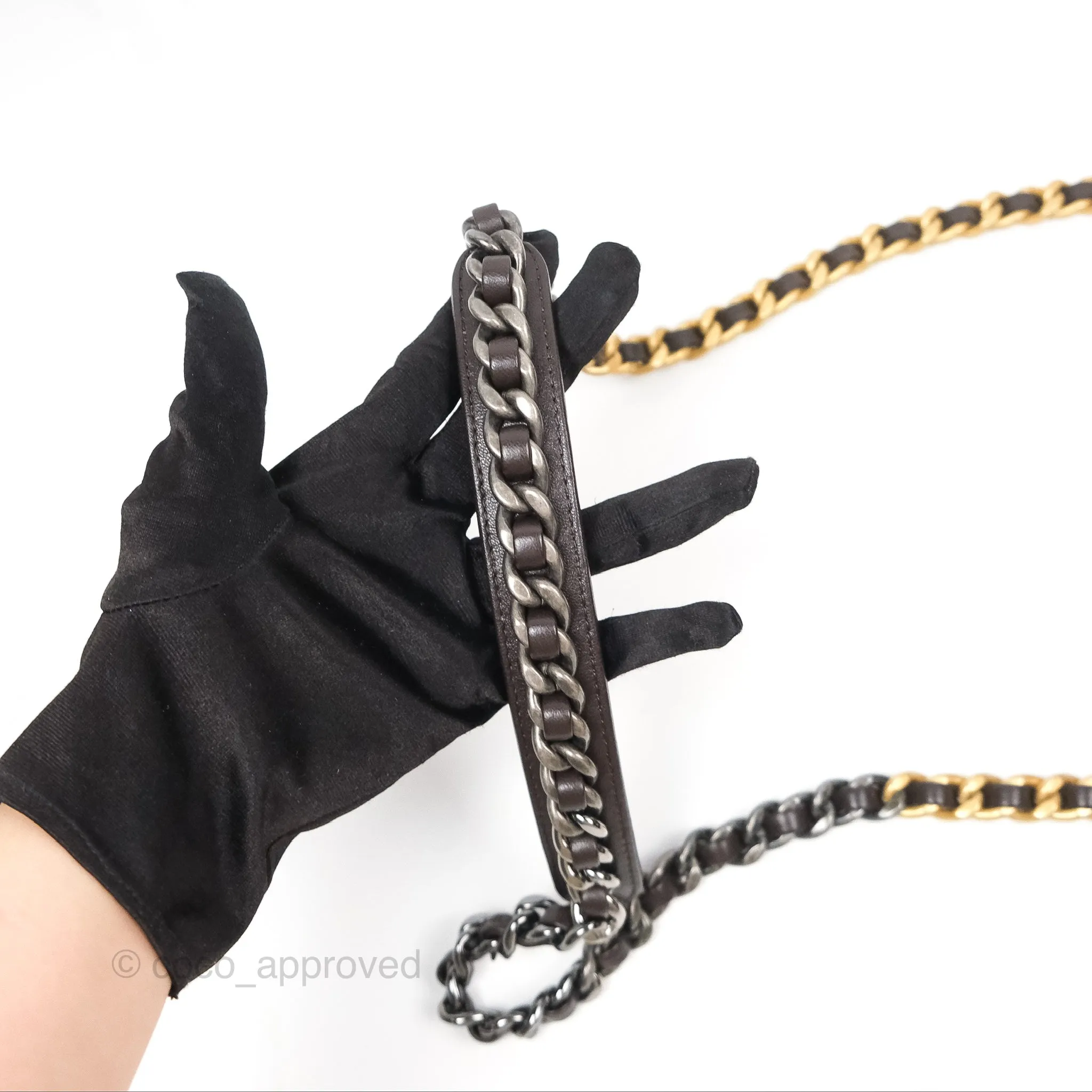 Chanel 19 Small Dark Brown Mixed Hardware