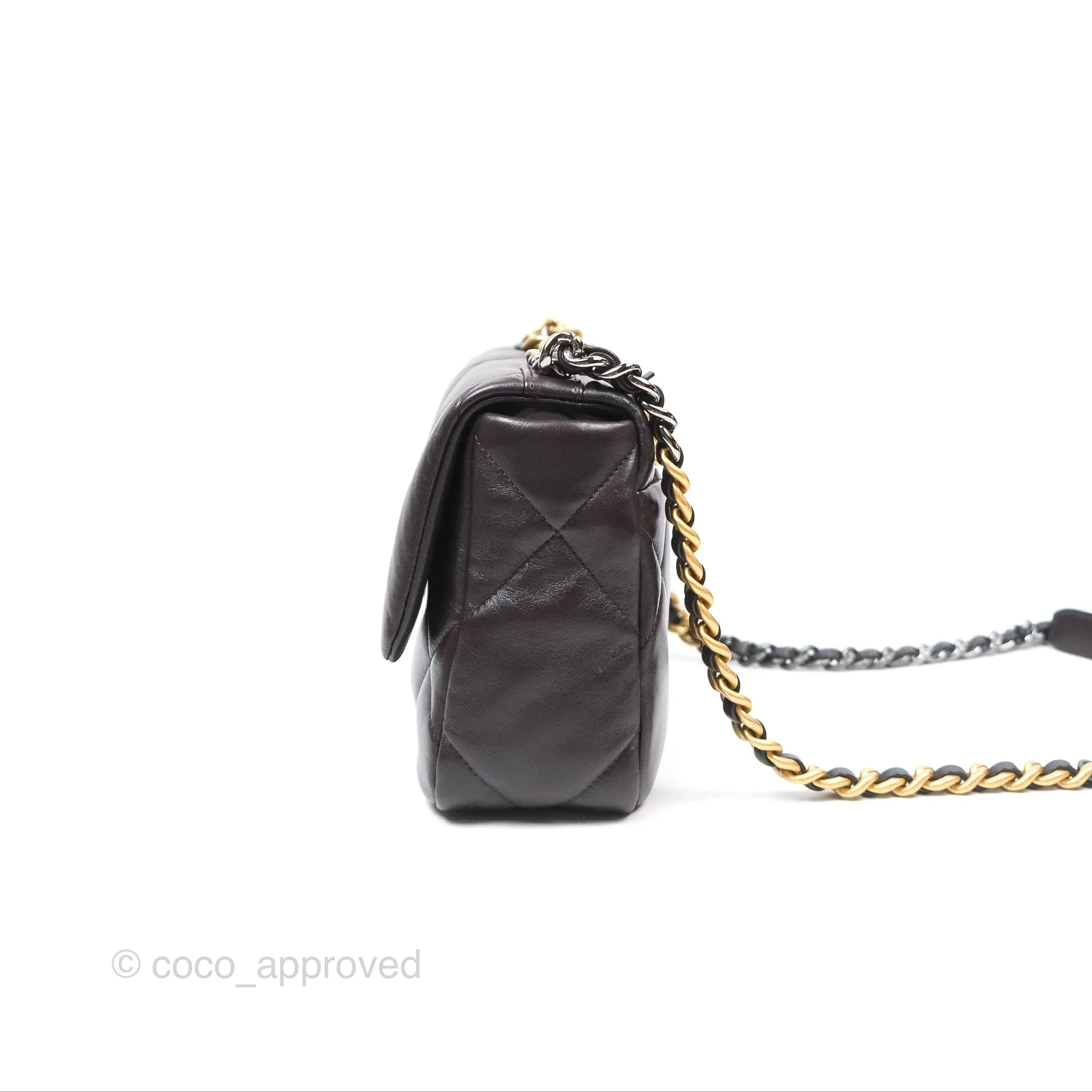 Chanel 19 Small Dark Brown Mixed Hardware