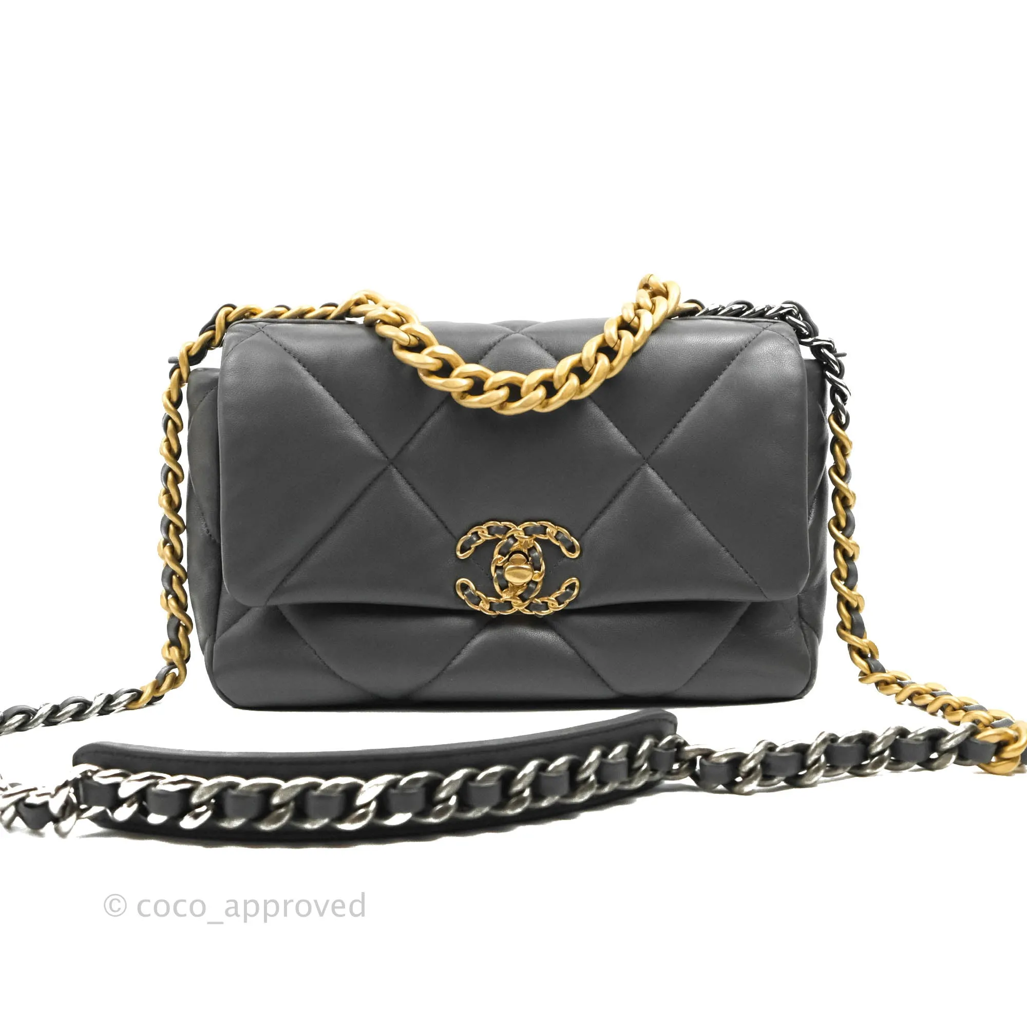 Chanel 19 Small Dark Grey Mixed Hardware