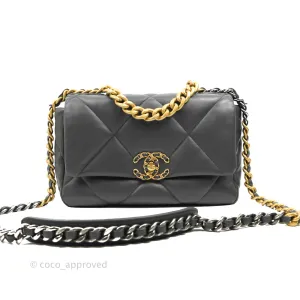 Chanel 19 Small Dark Grey Mixed Hardware