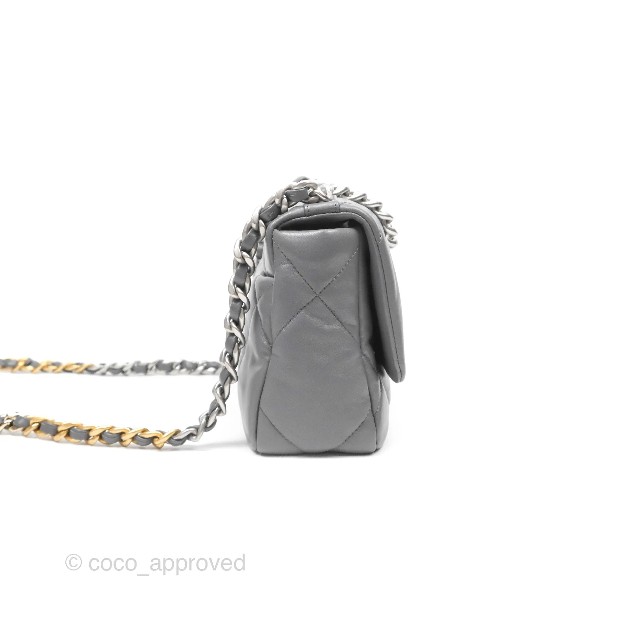 Chanel 19 Small Dark Grey Mixed Hardware