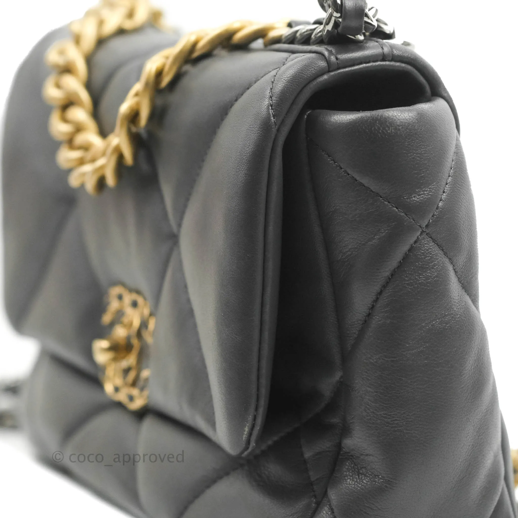 Chanel 19 Small Dark Grey Mixed Hardware