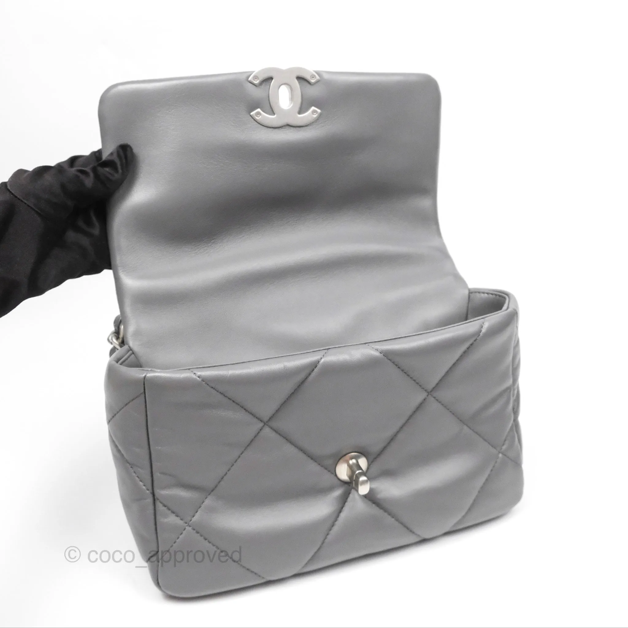 Chanel 19 Small Dark Grey Mixed Hardware