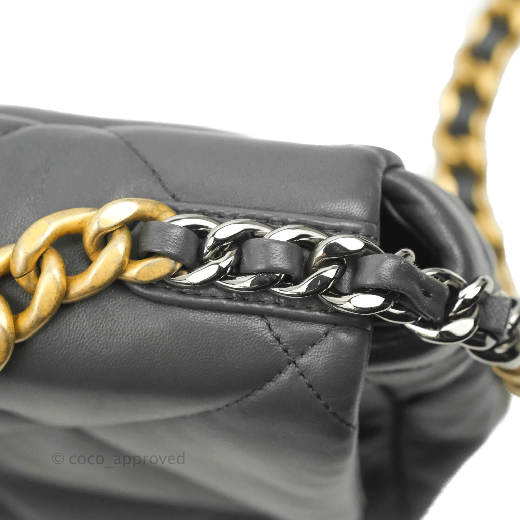 Chanel 19 Small Dark Grey Mixed Hardware