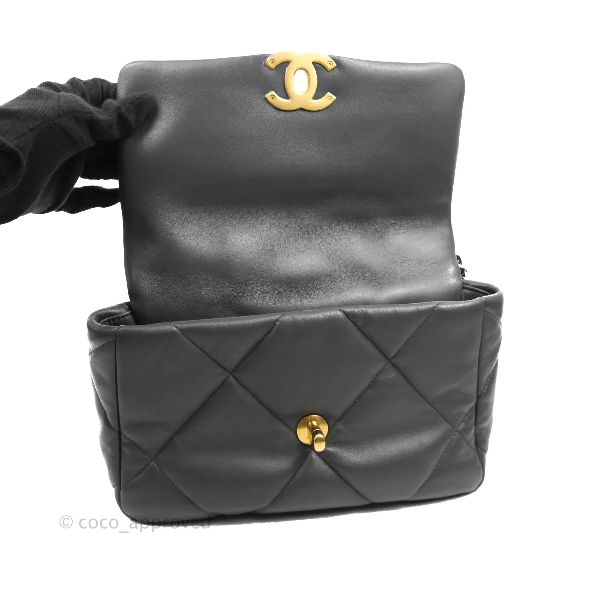 Chanel 19 Small Dark Grey Mixed Hardware